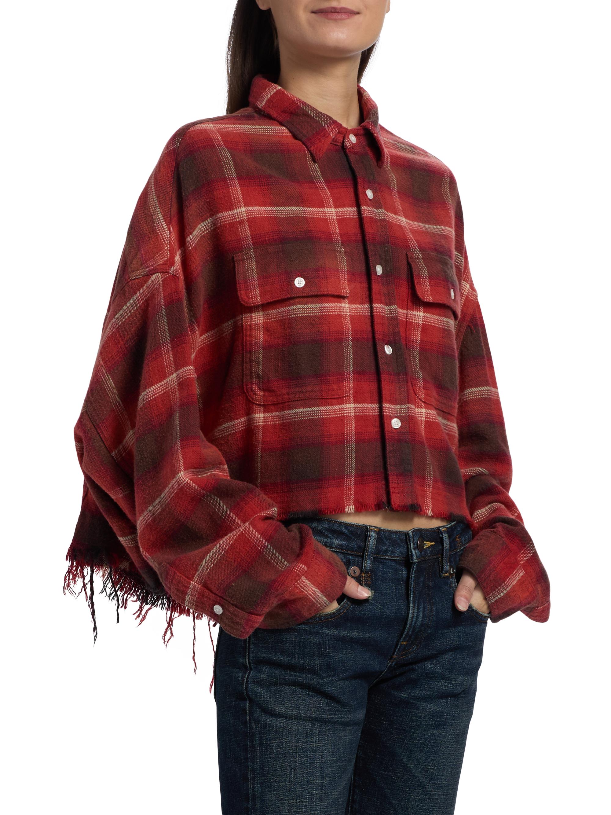 R13 Plaid Cotton Crop Shirt | Saks Fifth Avenue