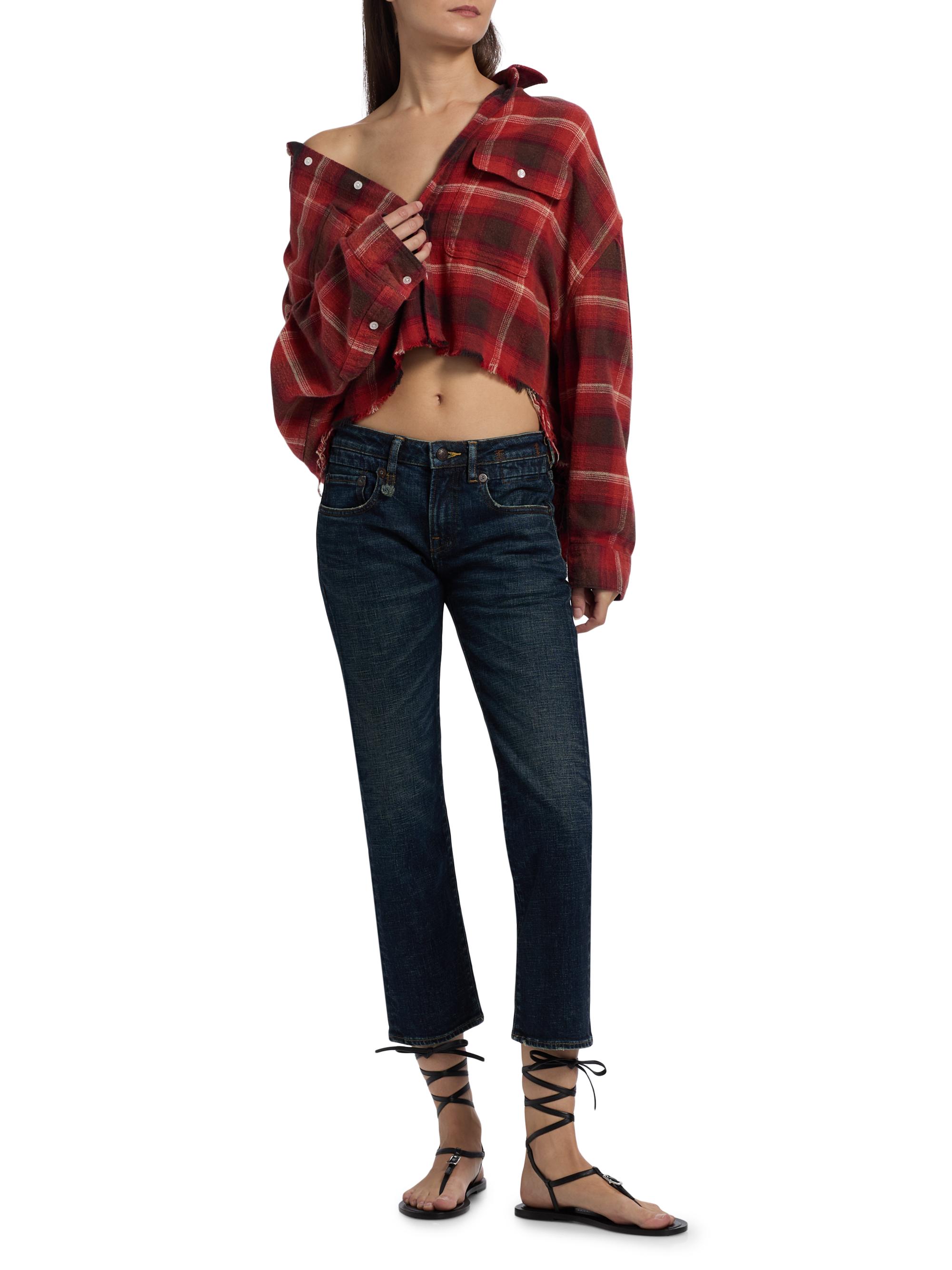 R13 Plaid Cotton Crop Shirt | Saks Fifth Avenue