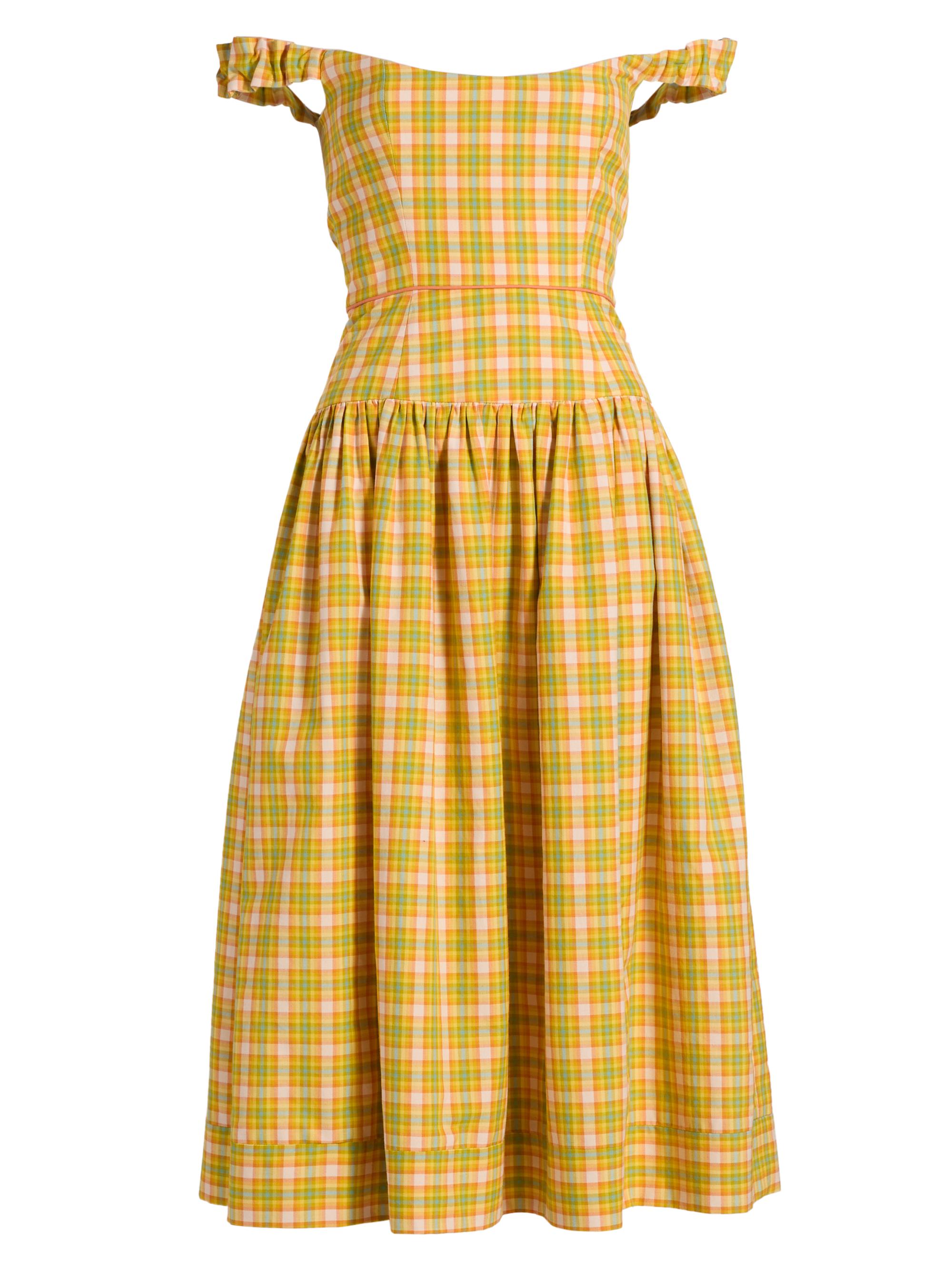 Markarian Women's Giorgia Plaid Cotton Midi-Dress - Saffron Plaid
