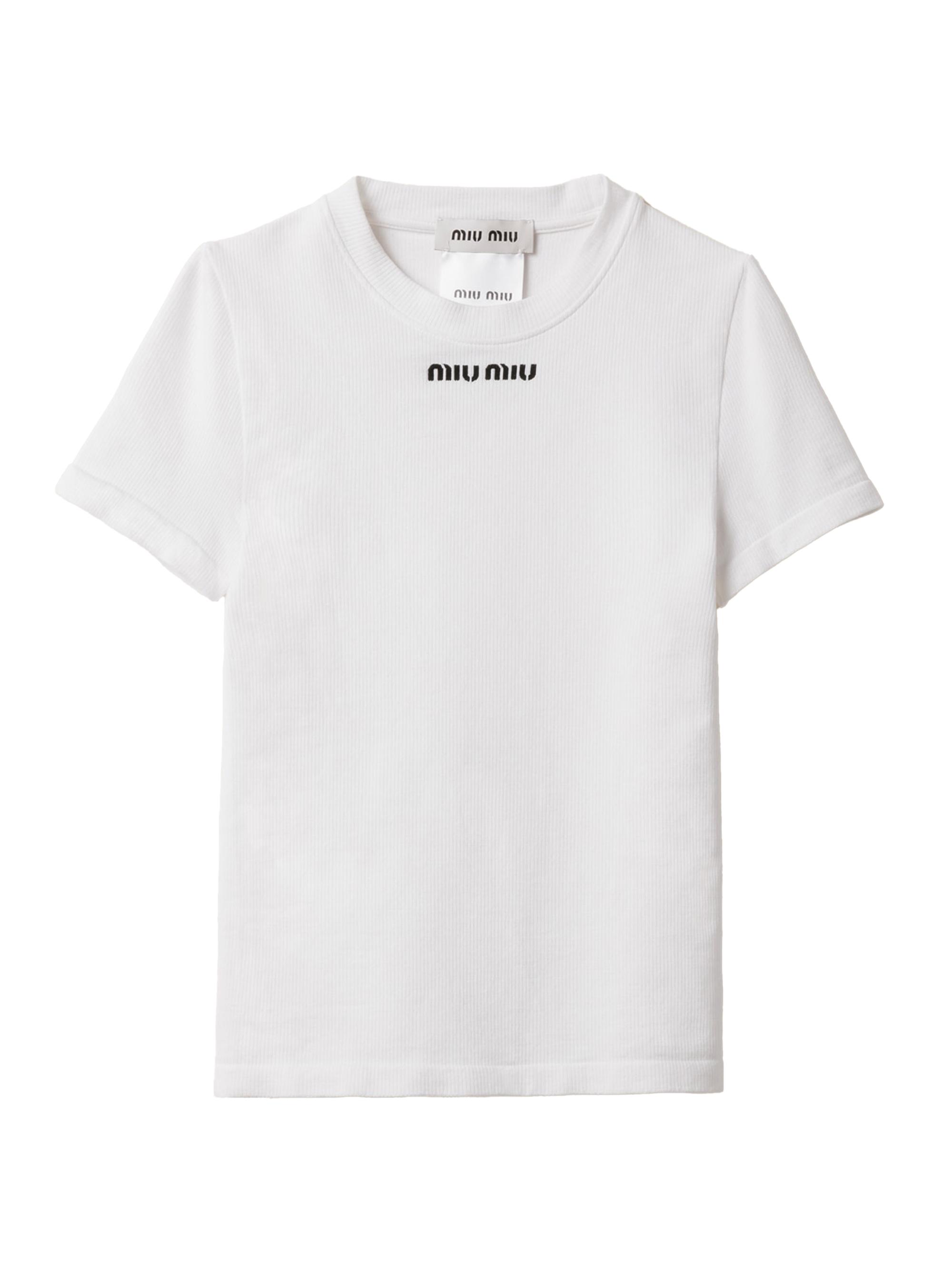 MIU MIU CLUB クロップドTシャツ Sサイズ ホワイト Miu Miu】ミュウ
