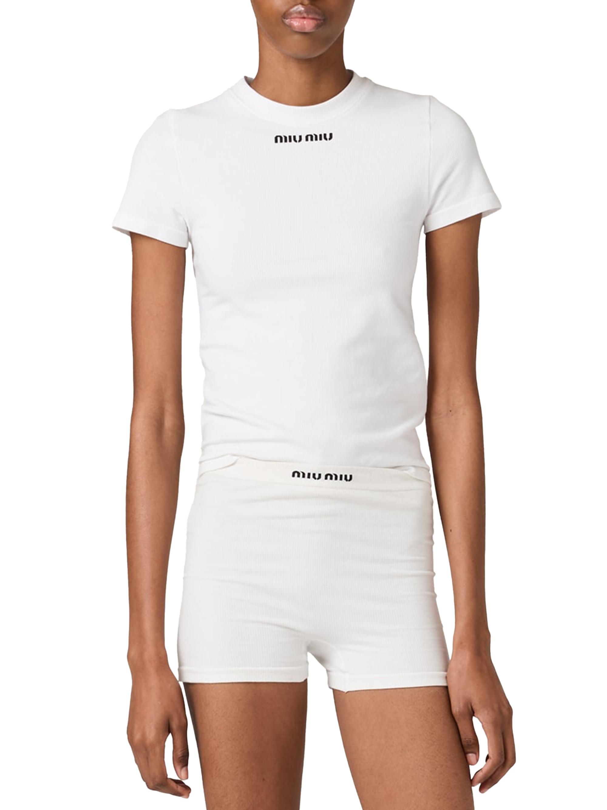 MIU MIU ホワイト カットソー CLASSY ホワイト（白）系 MiuMiu(ミュウミュウ) Tシャツ・カットソー