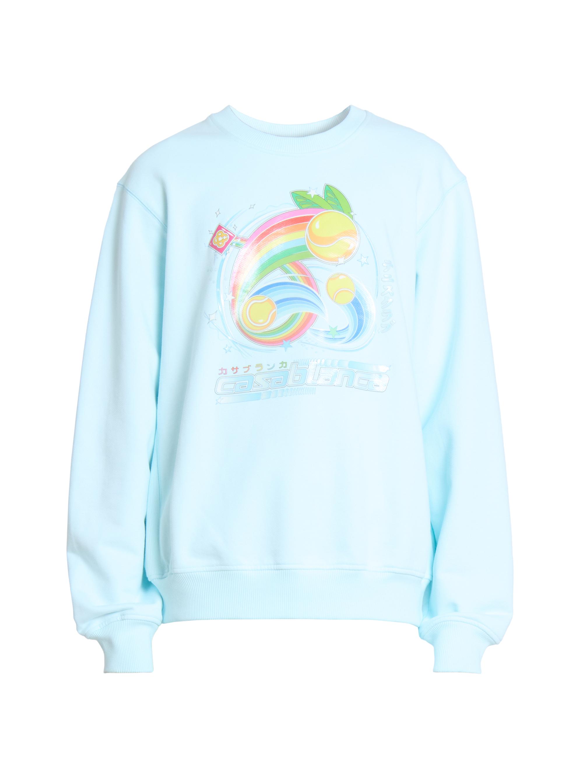 Casablanca Men's Manga Tennis Ball Printed Sweatshirt - Pale Blue Loopback