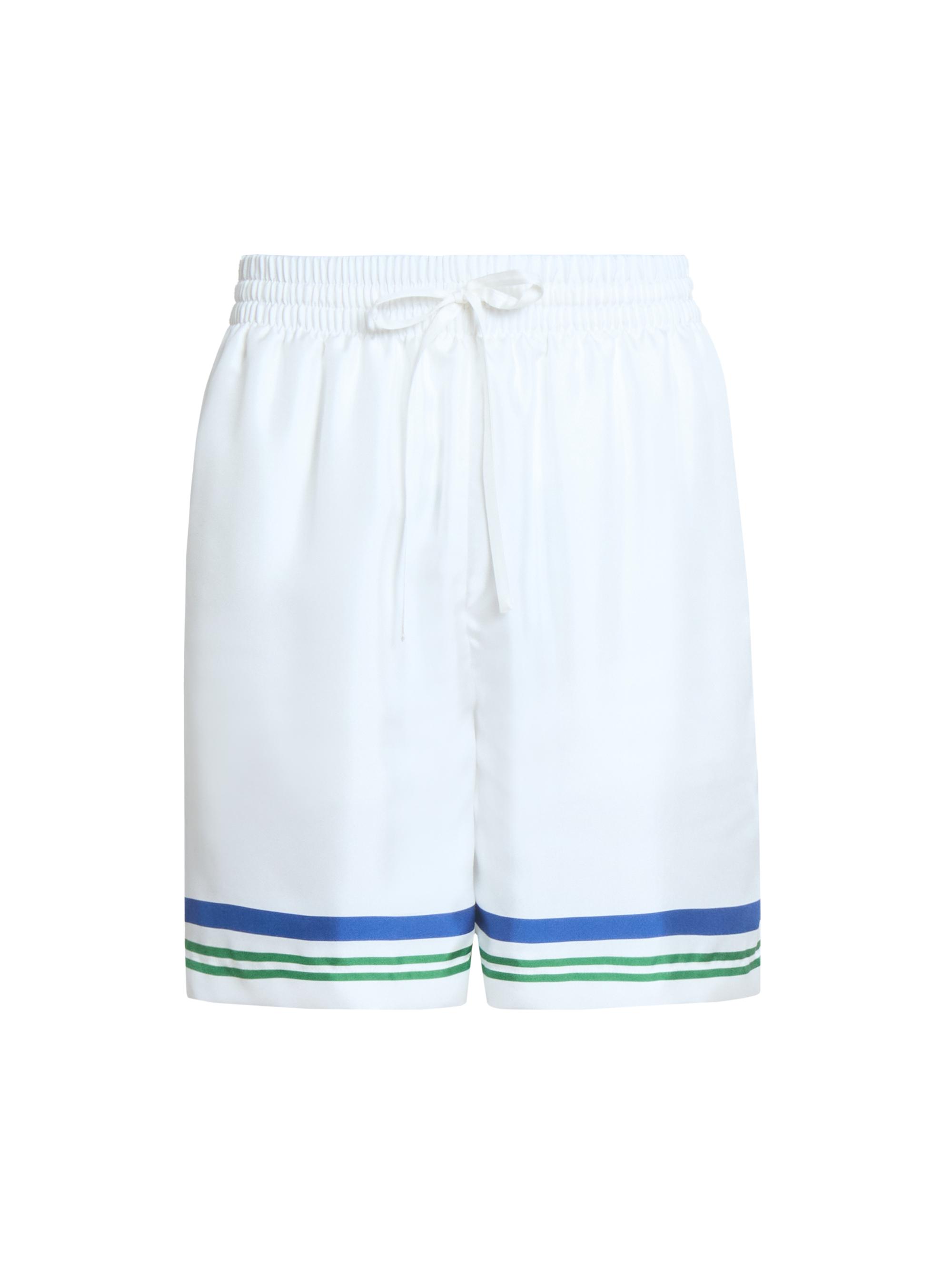 Casablanca Men's Tennis Ball Striped Silk Shorts - Silk Twill