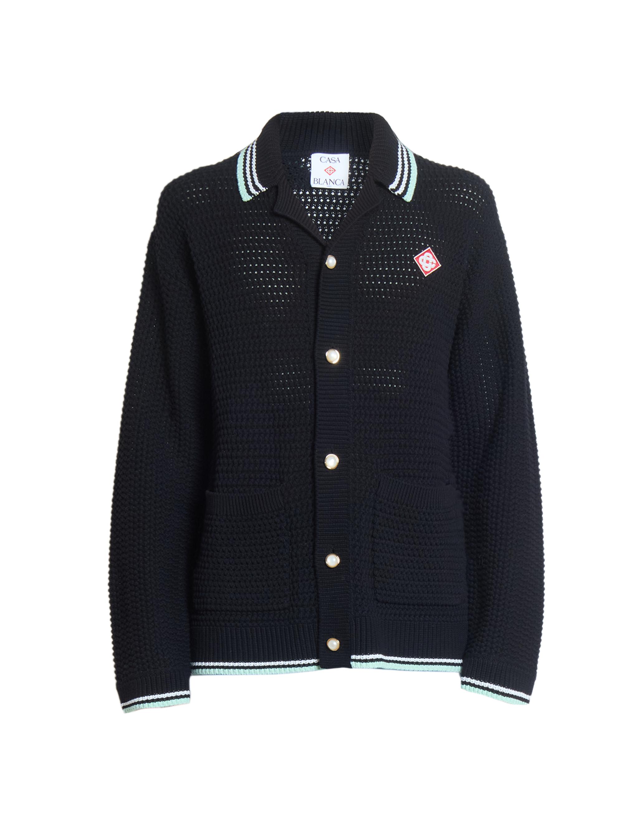 Casablanca Men's Embroidered Faux Crochet Camp Shirt - Cotton