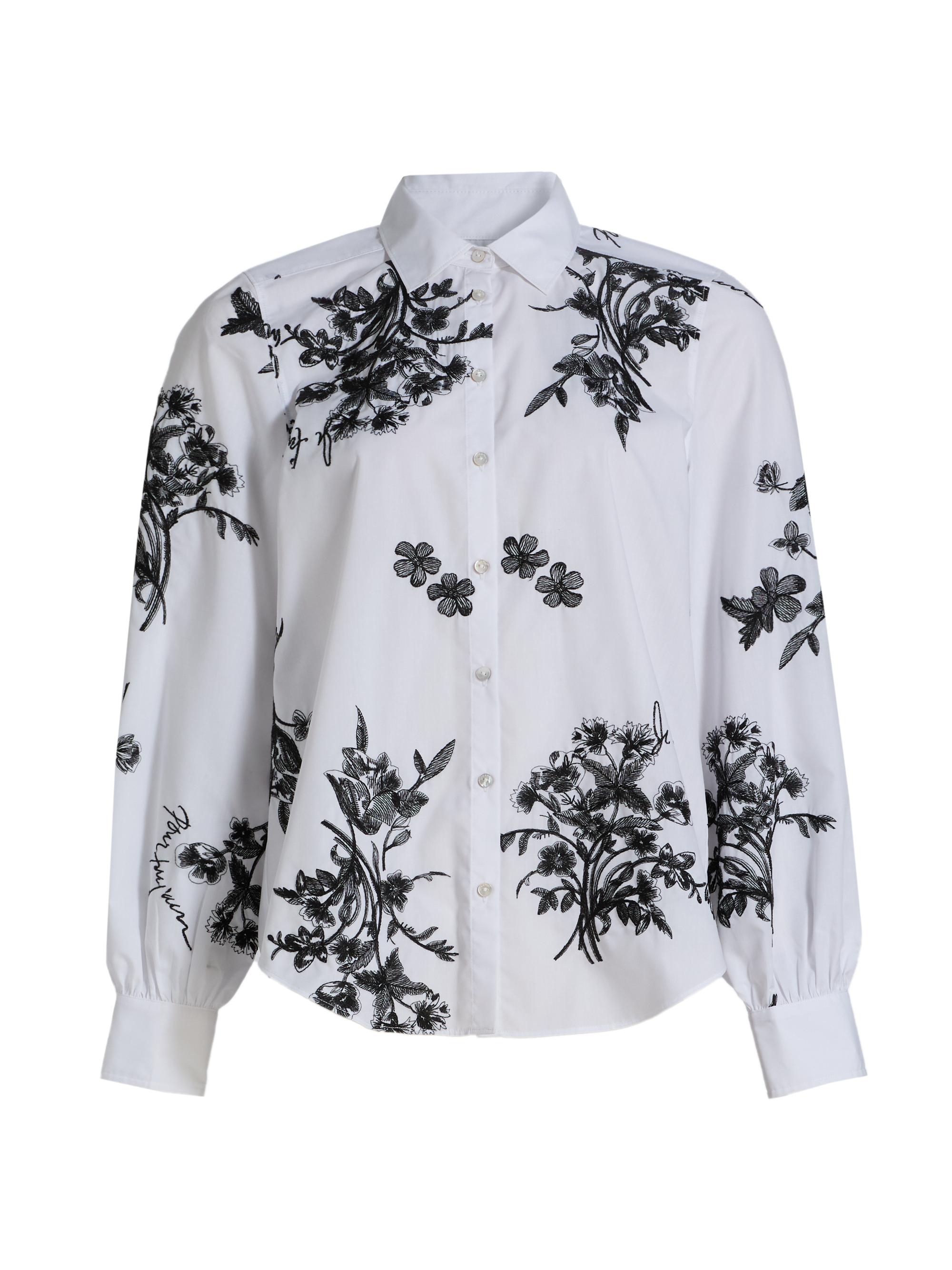 Cinq à Sept Women's Esha Wildflower Whimsy Shirt - White Black