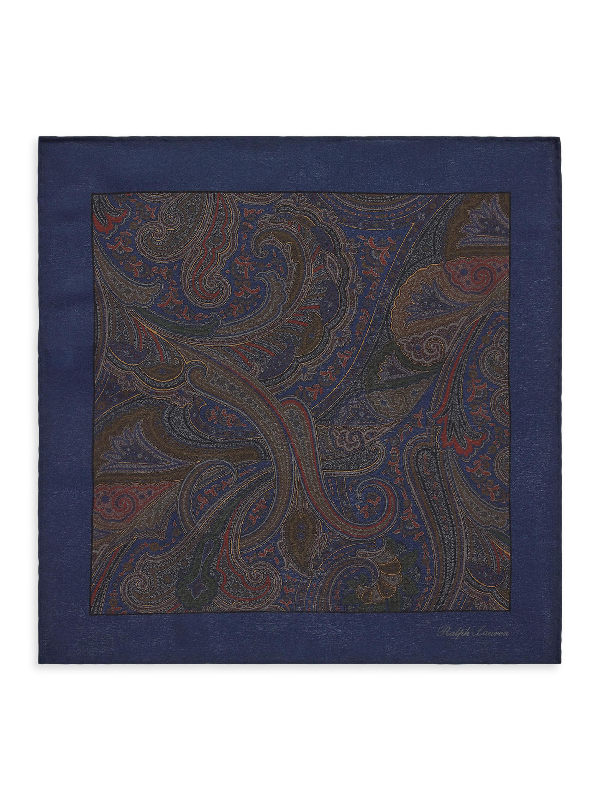 Ralph Lauren Purple Label Men's Paisley Silk Pocket Square - Navy