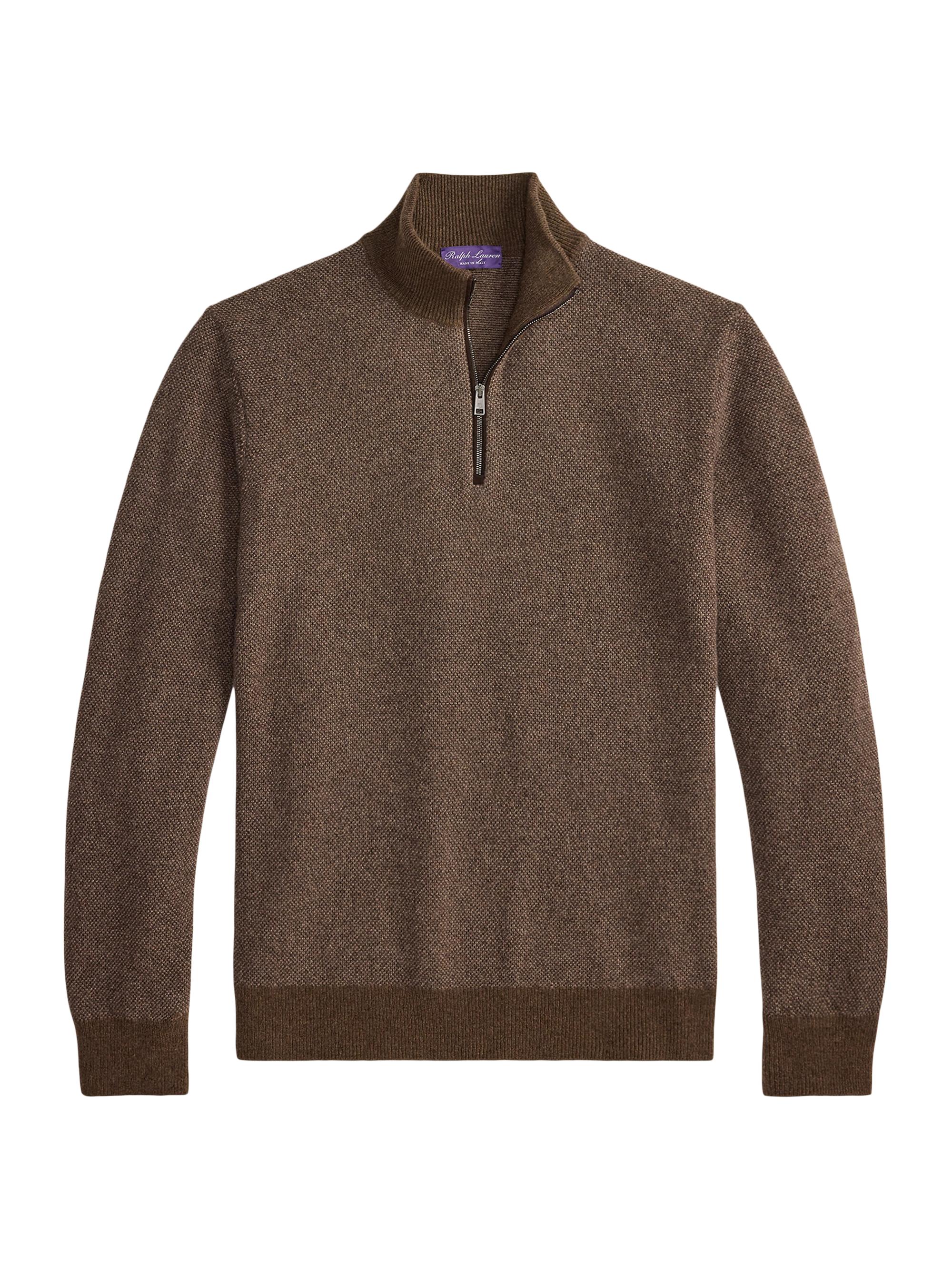 Ralph Lauren Purple Label Cable-Knit Cashmere Stand-Neck Sweater