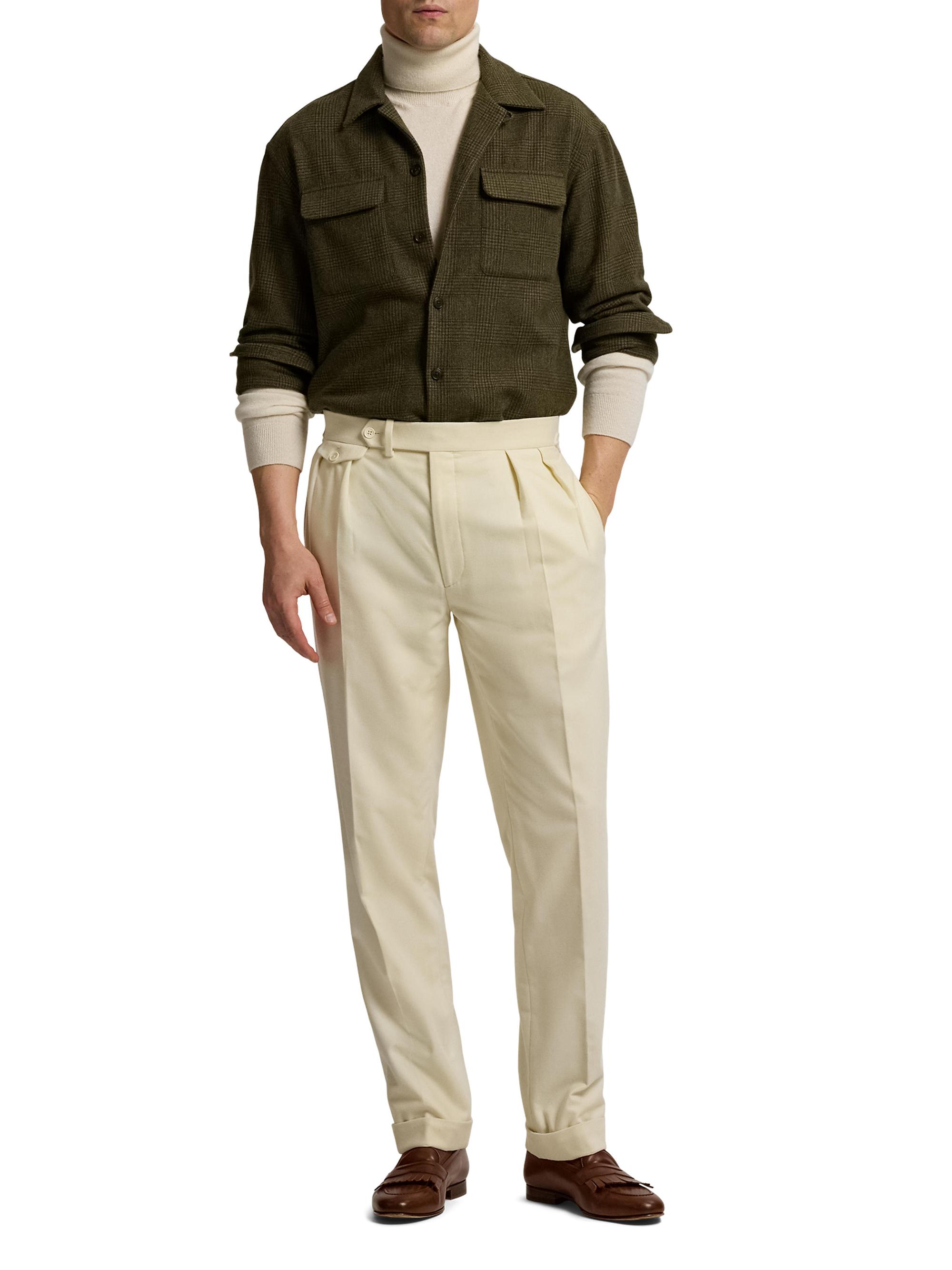 Ralph Lauren Purple Label Pleated Wool Flannel Trousers | Saks