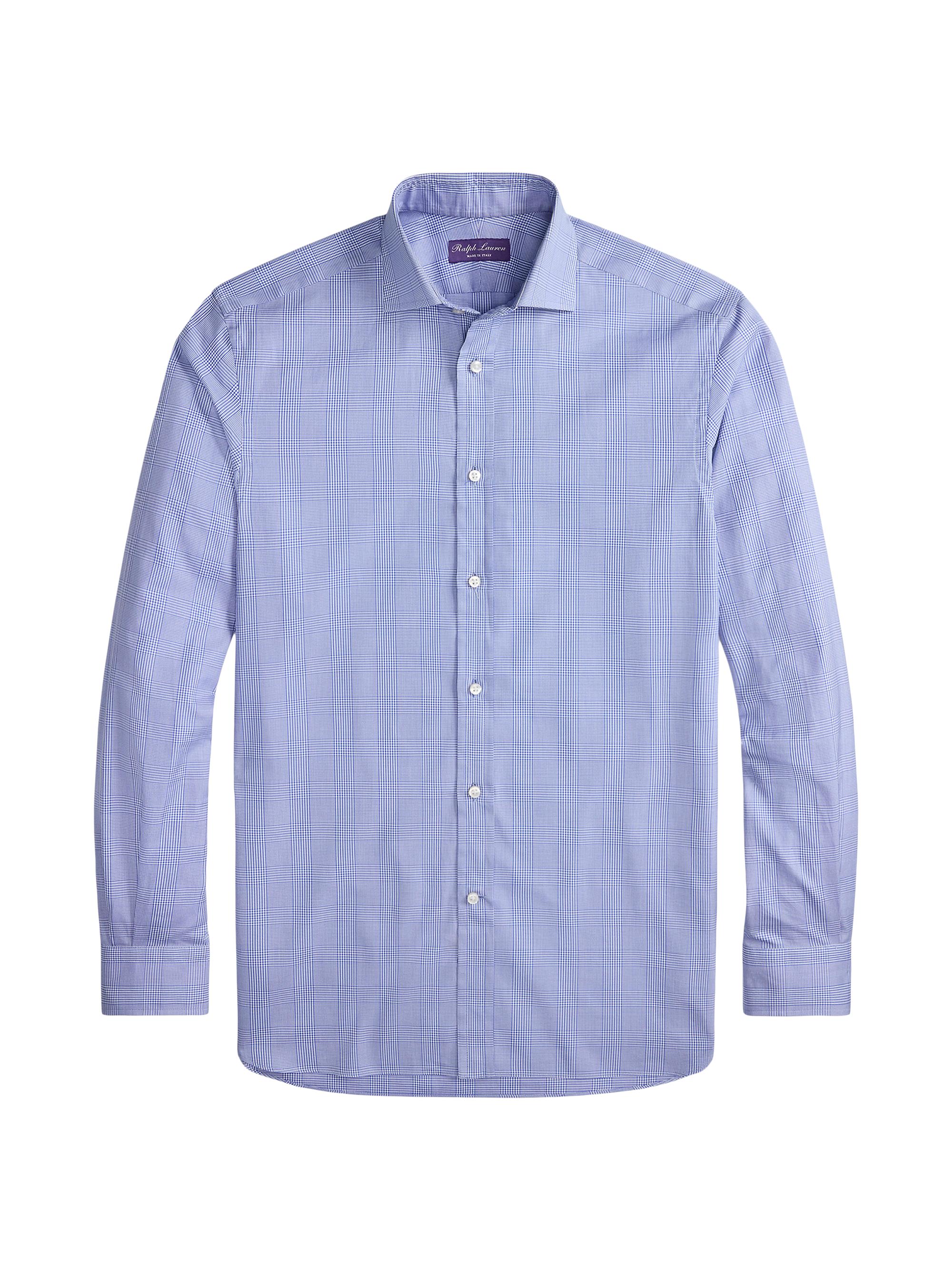 Ralph Lauren Purple Label Men's Glen Check Cotton Shirt - Blue White