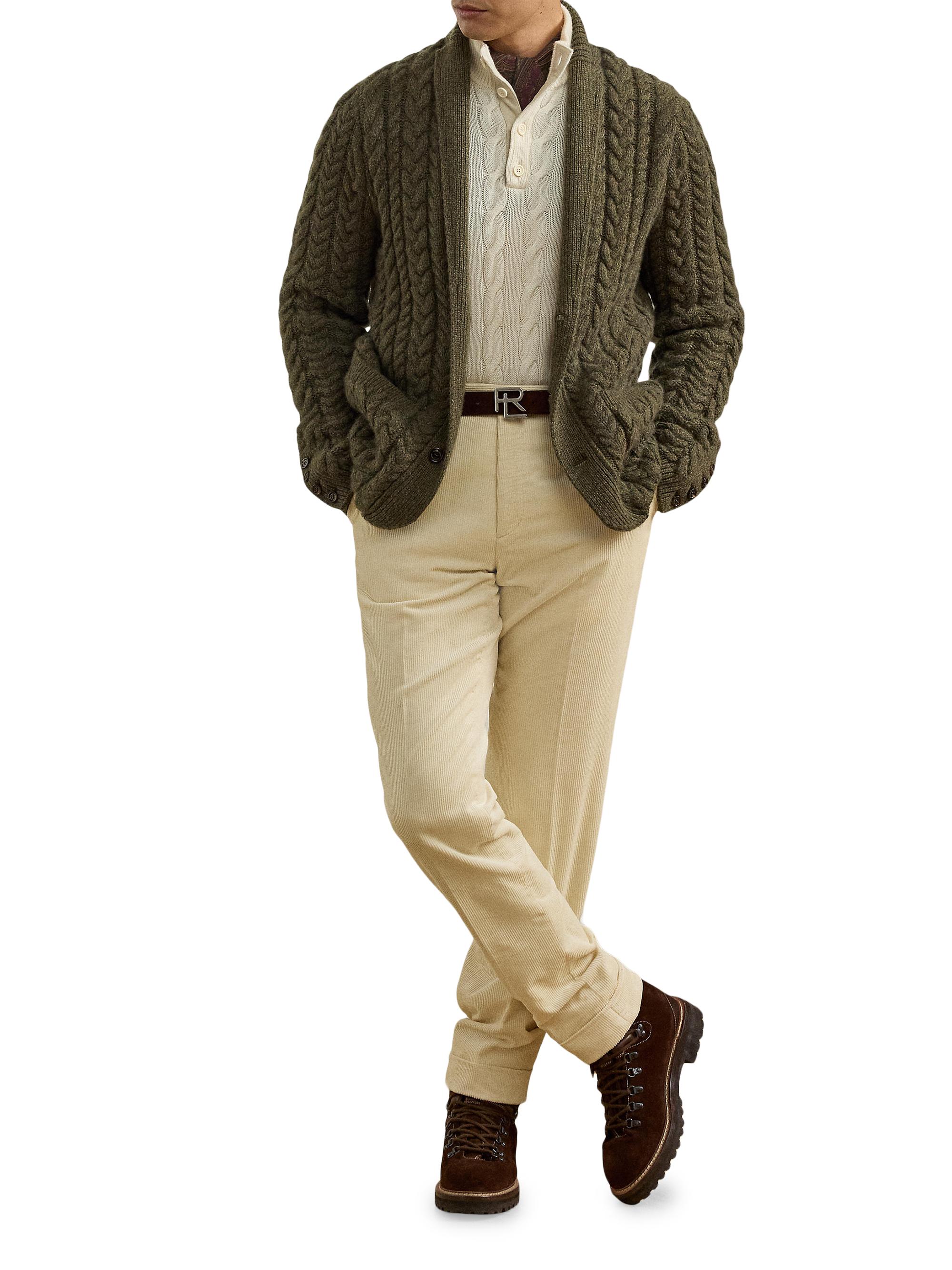 Ralph Lauren Purple Label Cable-Knit Cashmere Stand-Neck Sweater