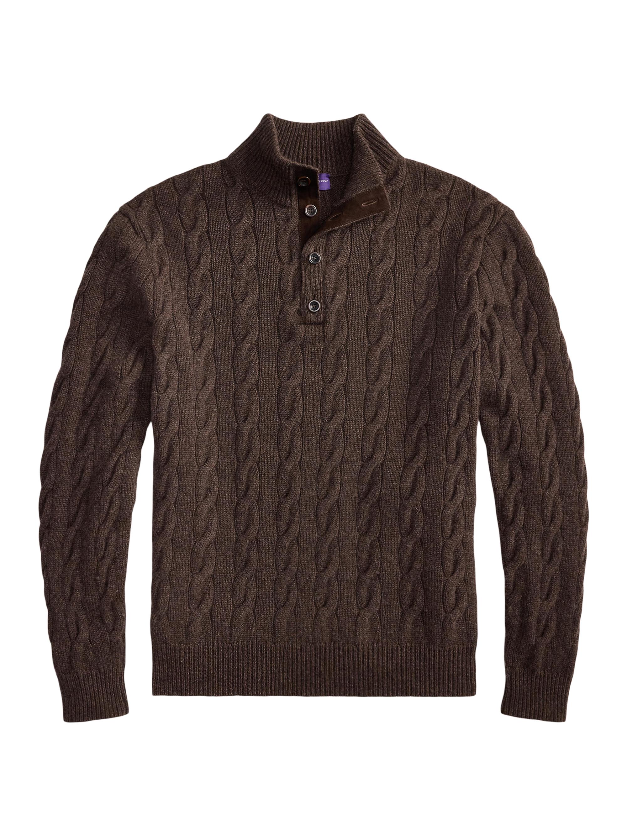 Ralph Lauren Purple Label Cable-Knit Mockneck Cashmere Sweater