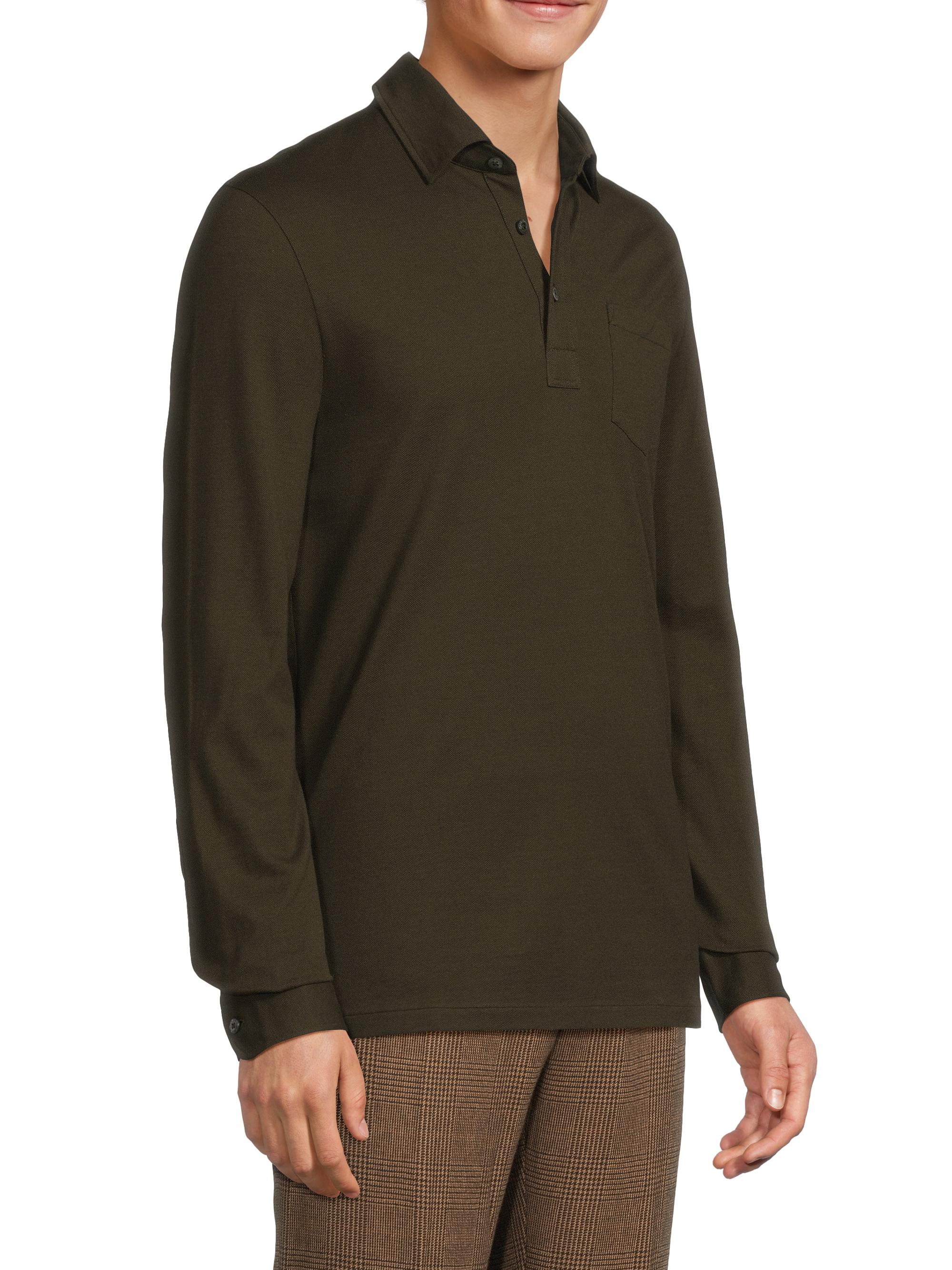 Ralph Lauren Purple Label Cotton-Cashmere Long-Sleeve Polo Shirt
