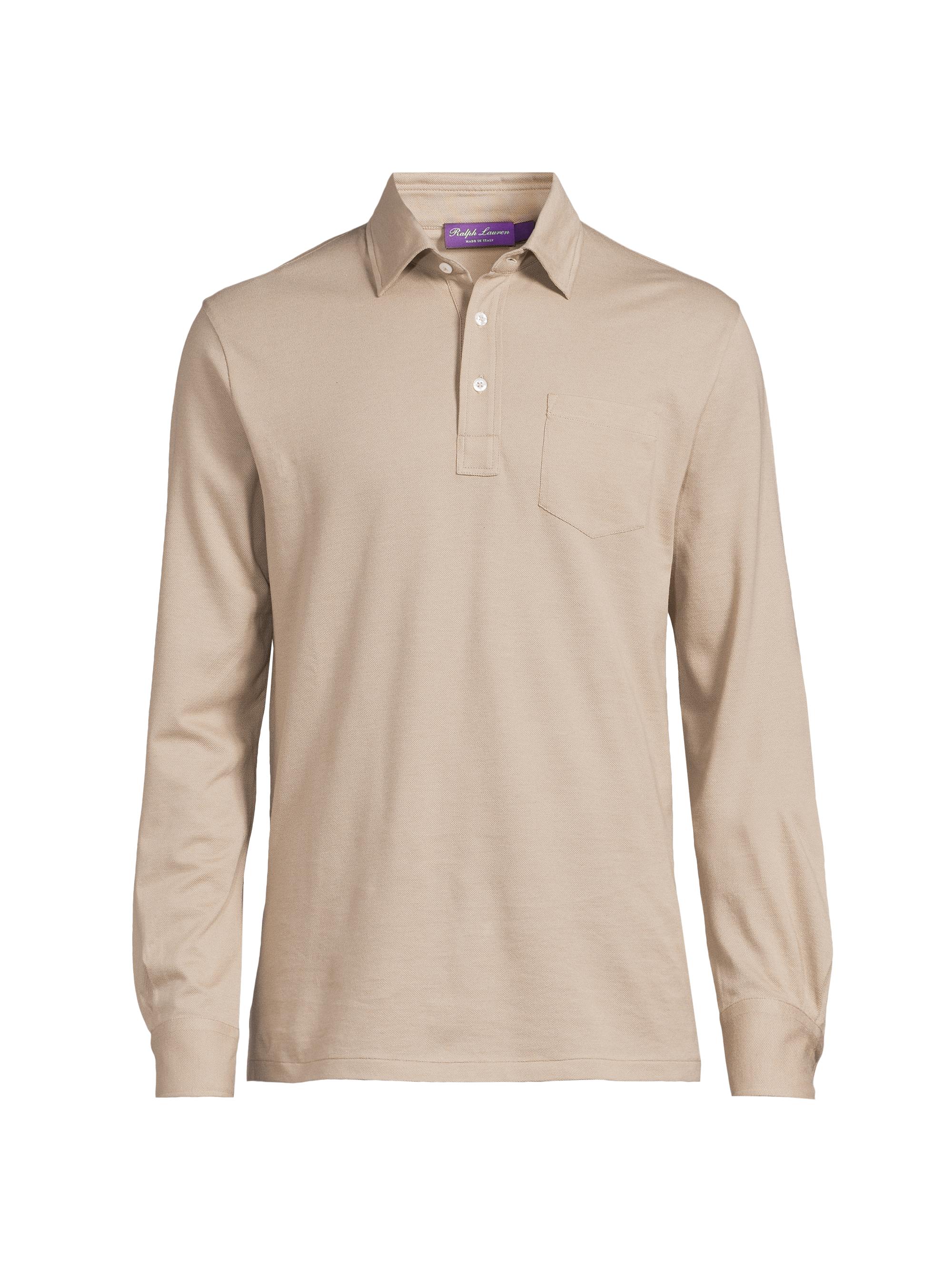 Ralph Lauren Purple Label Men's Cotton-Cashmere Long-Sleeve Polo Shirt - Inverness