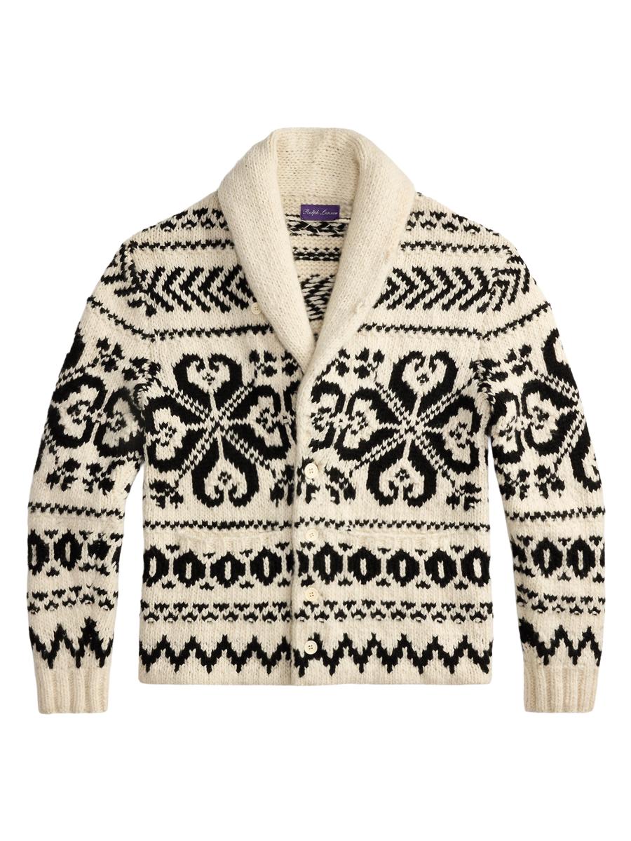 Ralph Lauren Purple Label Intarsia Jacquard Shawl Sweater | Saks