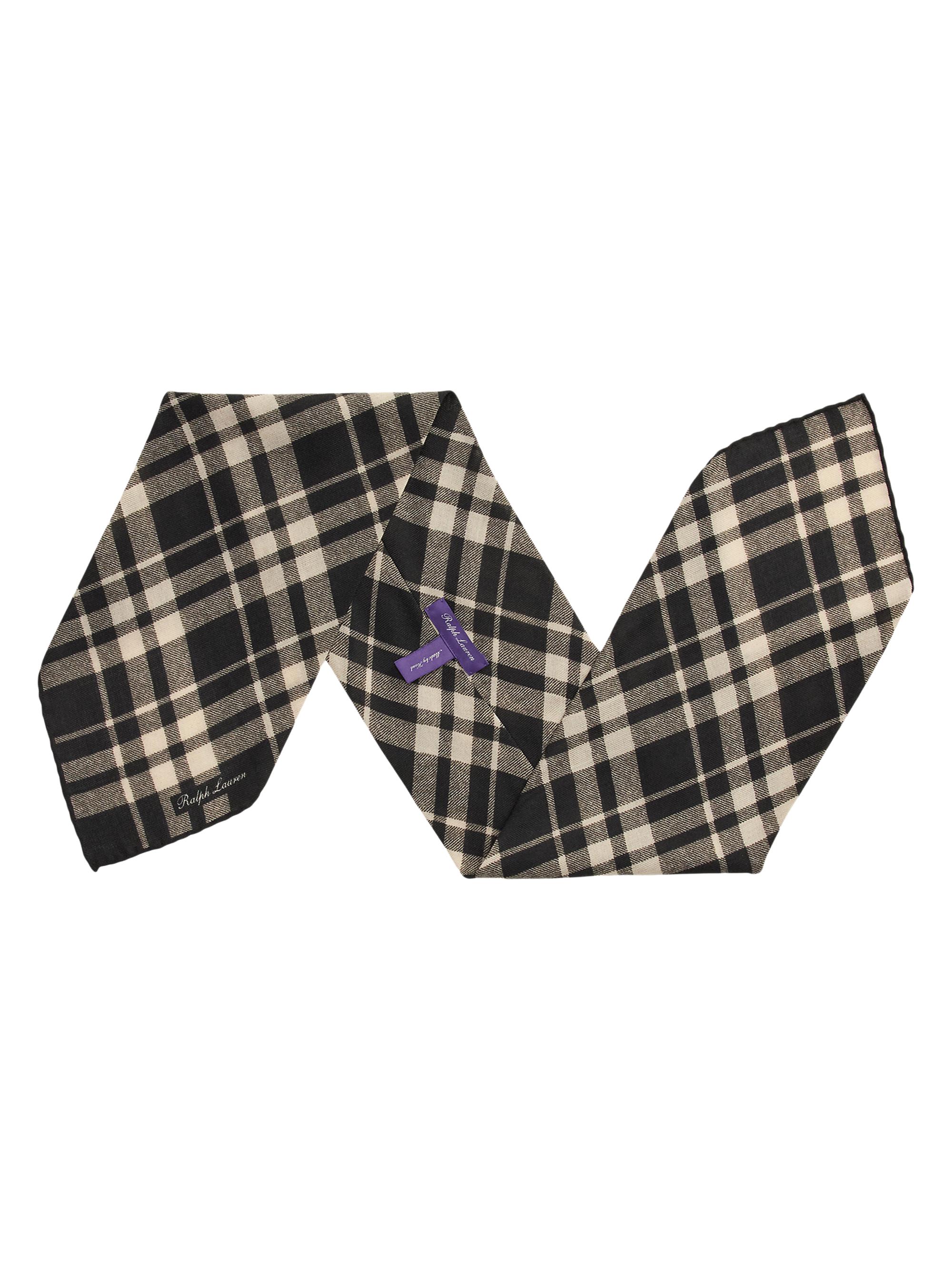 Ralph Lauren Purple Label Men's Buffalo Plaid Cashmere Neckerchief - Black Cream