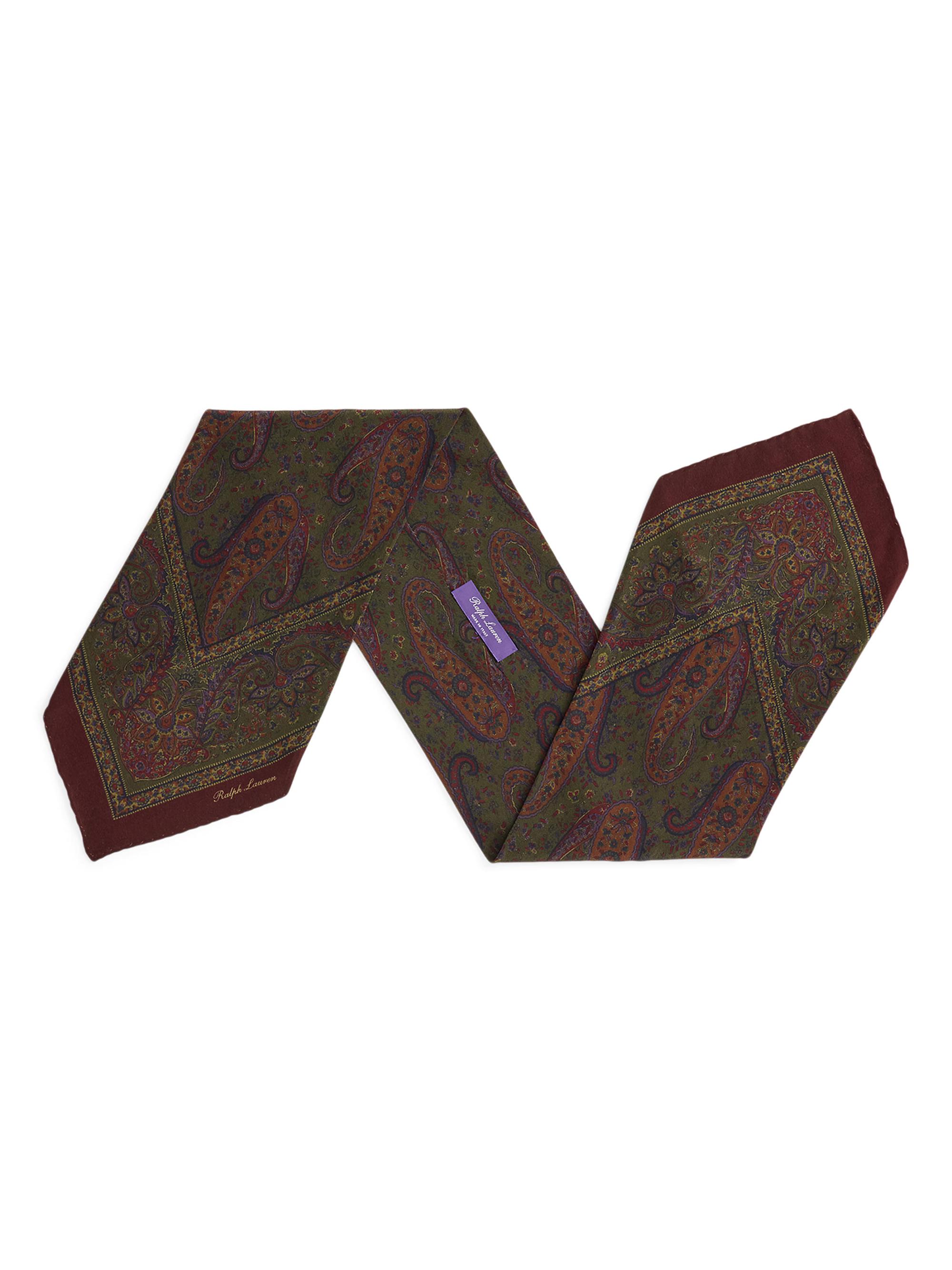 Ralph Lauren Purple Label Men's Paisley Cashmere-Silk Neckerchief - Wine Multi