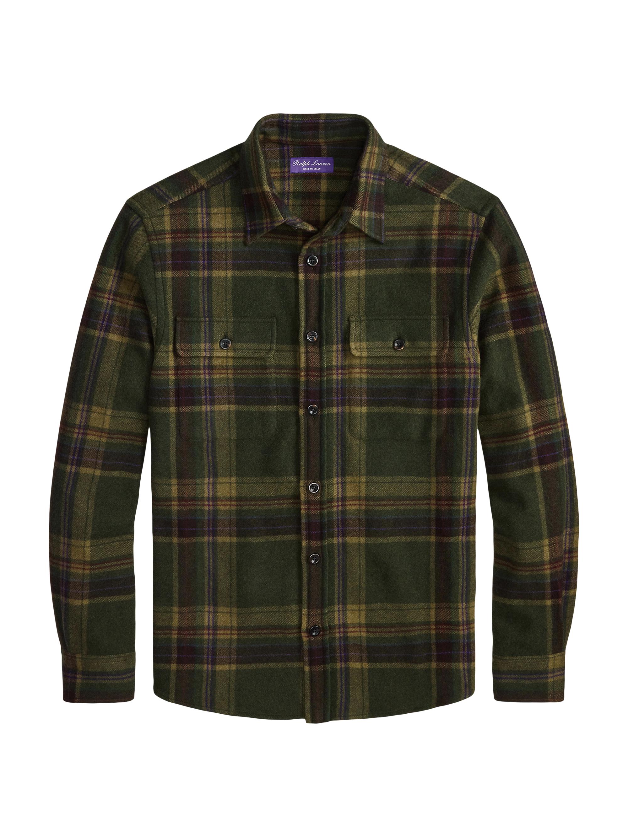 Ralph Lauren Purple Label Men's Plaid Cashmere Shirt Jacket - Inverness Loden Multi