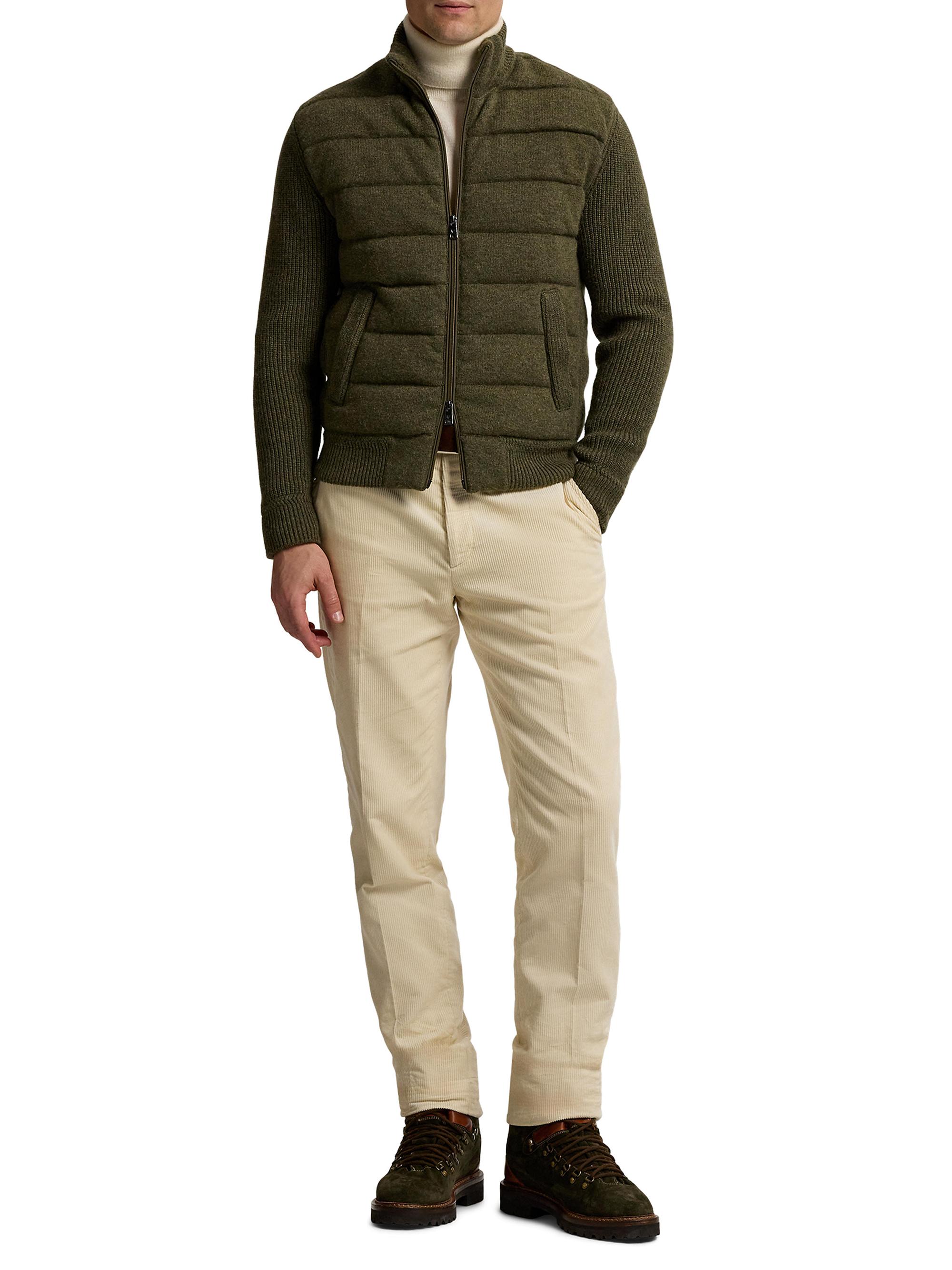 Ralph Lauren Purple Label Men's Cashmere-Blend & Down Mixed-Media Jacket - Thicket Moss Melange