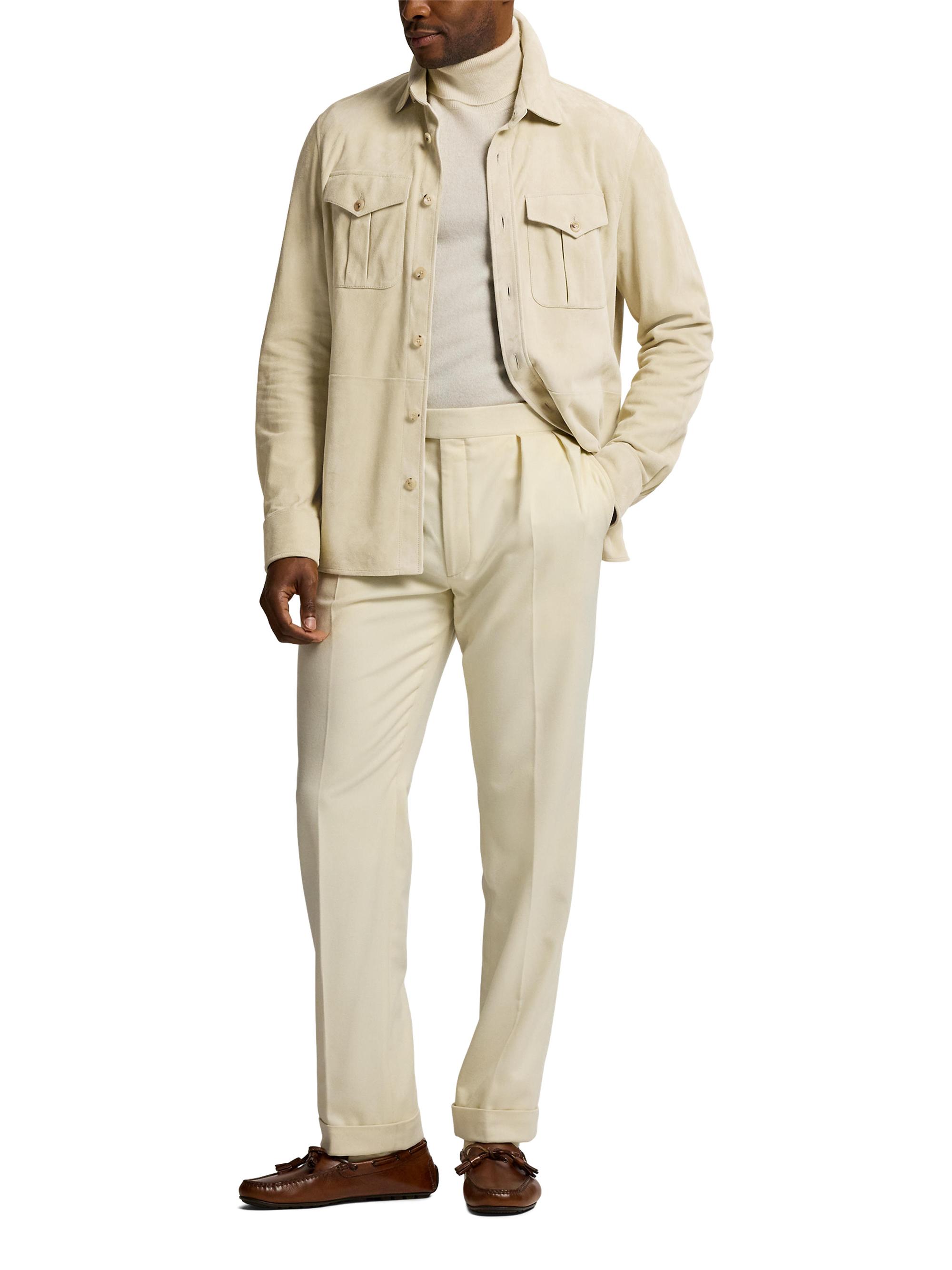 Ralph Lauren Purple Label Men's Suede Overshirt - Classic Cream