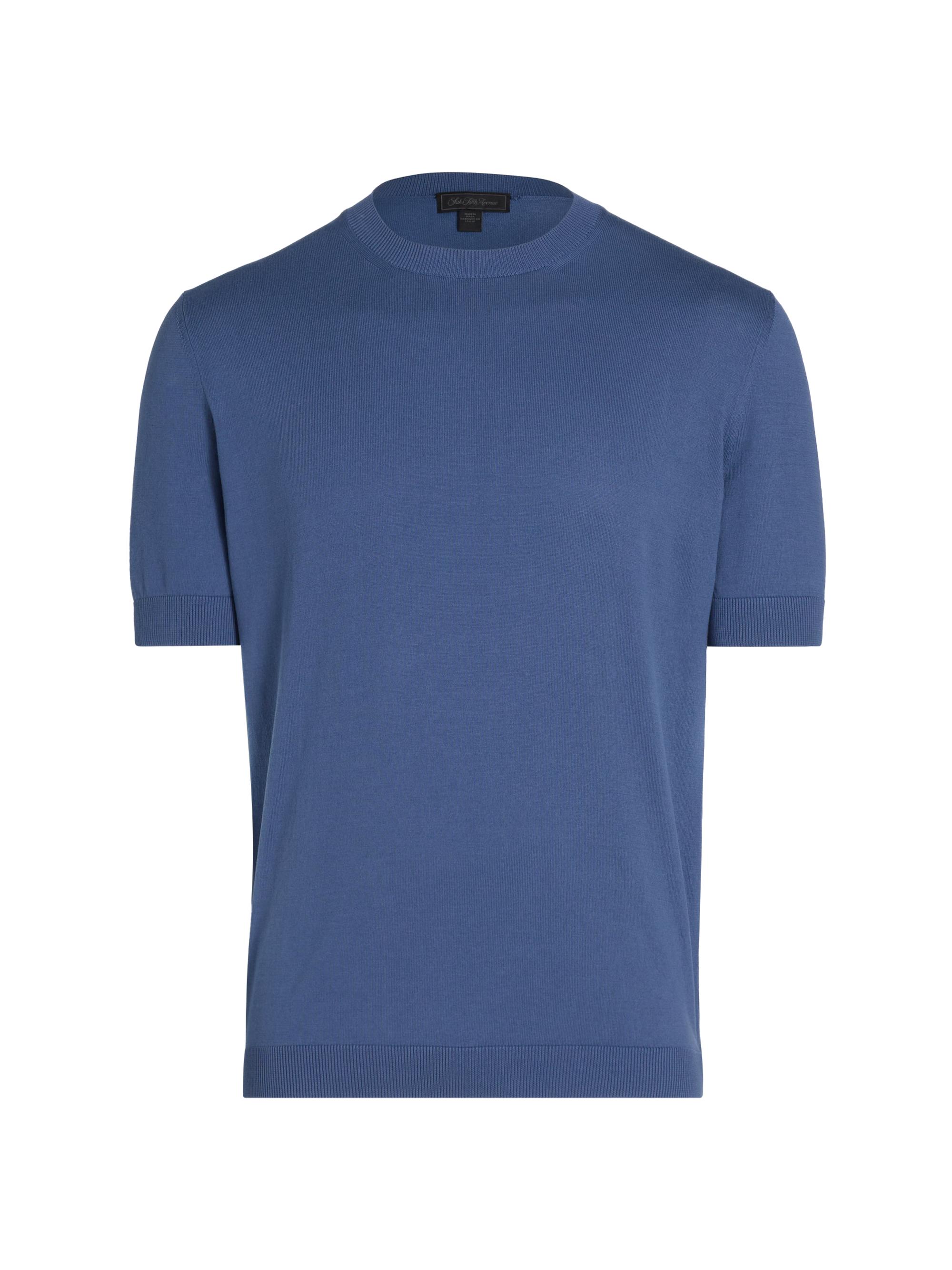 Saks Fifth Avenue Men's Garment-Dyed Crewneck Short-Sleeve Sweater - Blue | Thumbnail 8
