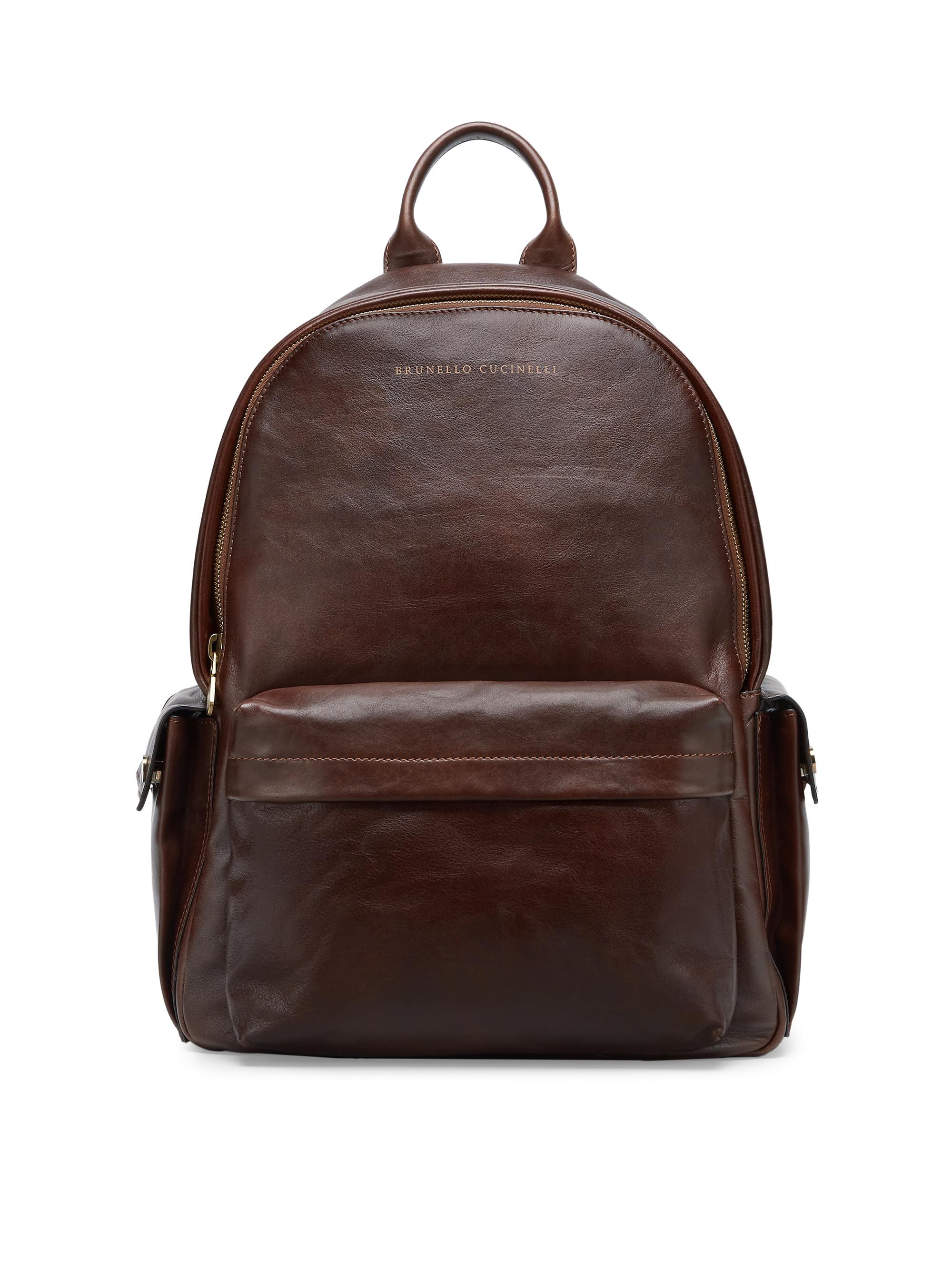 Brunello Cucinelli Men's Calfskin Travel Backpack - Burgundy
