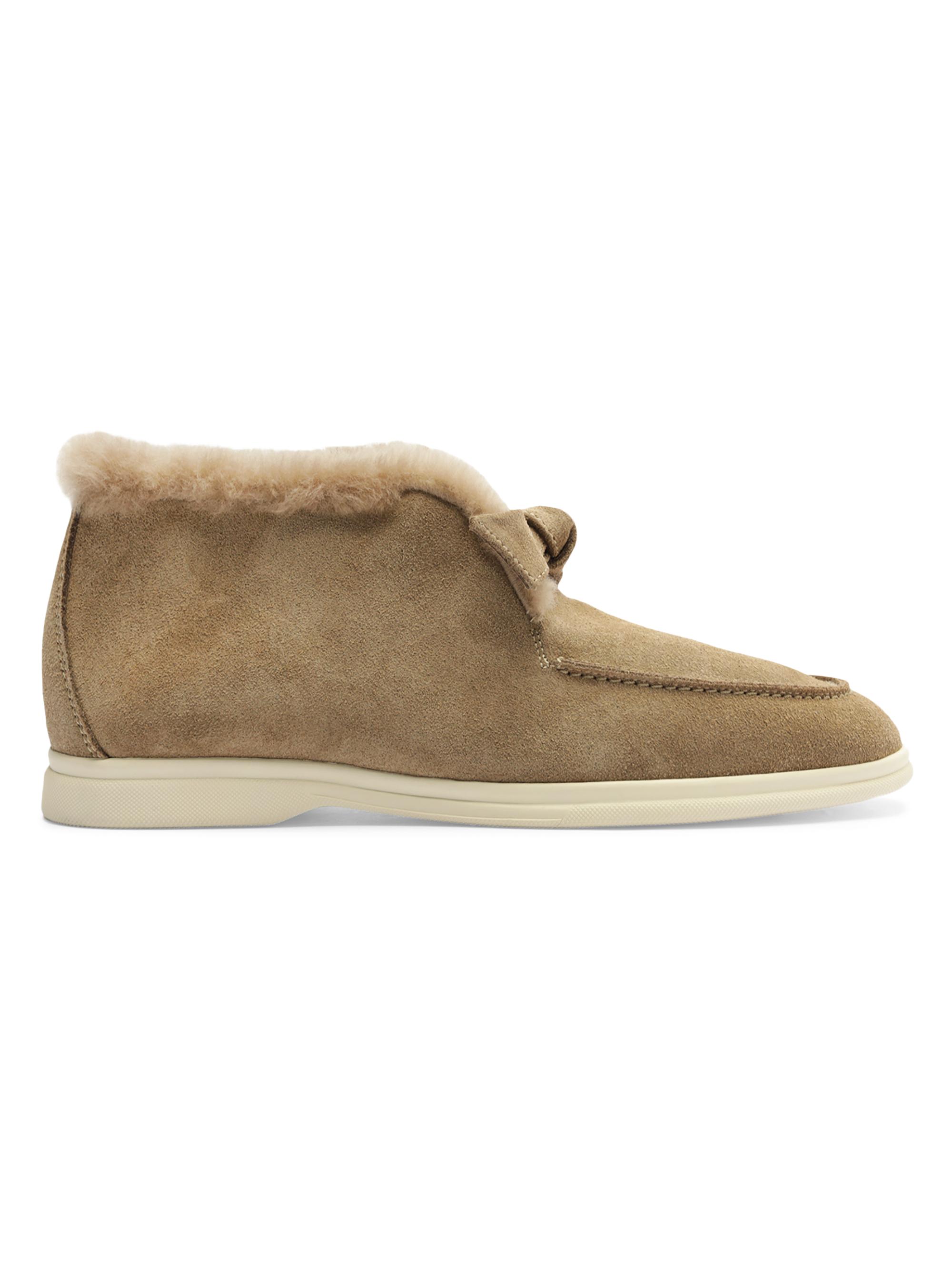 Alexandre Birman Women's Clarita Shearling-Trim Suede Slip-On Booties - Semolina