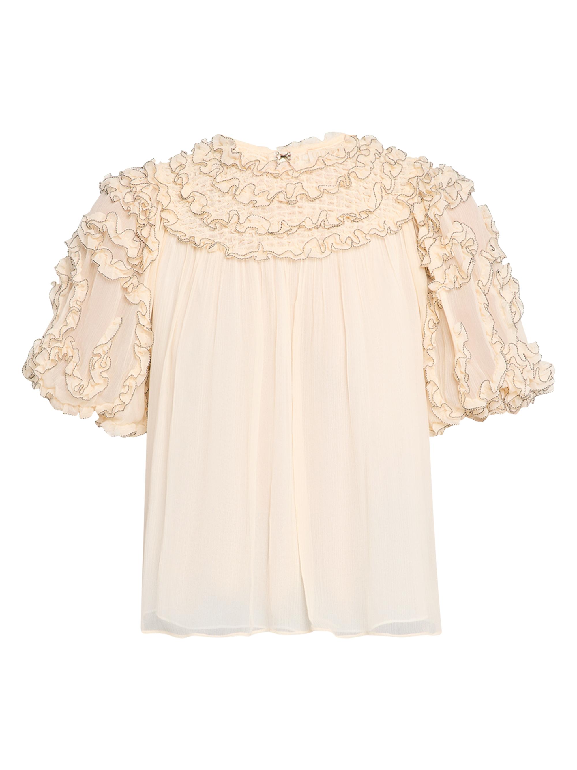 Ulla Johnson Women's Isolda Short-Sleeve Silk Blouse - White