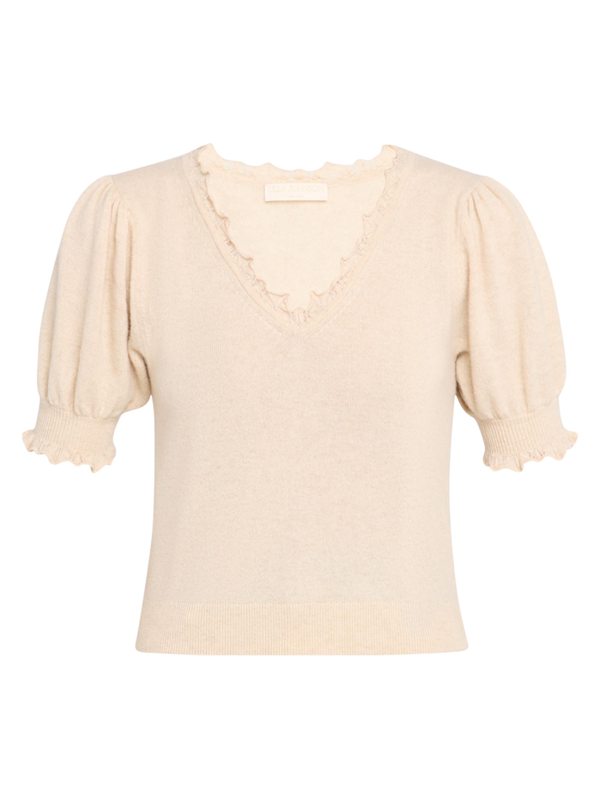 Ulla Johnson Women's Polline Cashmere Frilled Short-Sleeve Sweater - Melange
