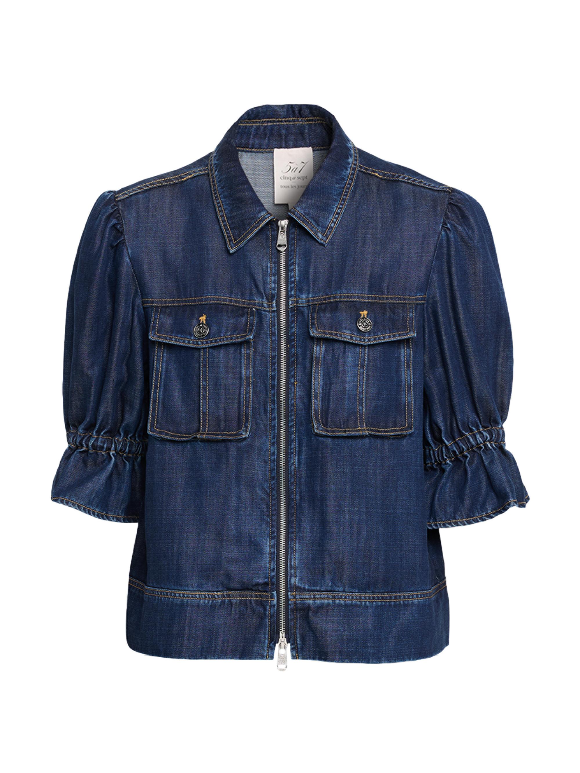 CINQ A SEPT Women's Holly Denim Puff-Sleeve Jacket - Mer