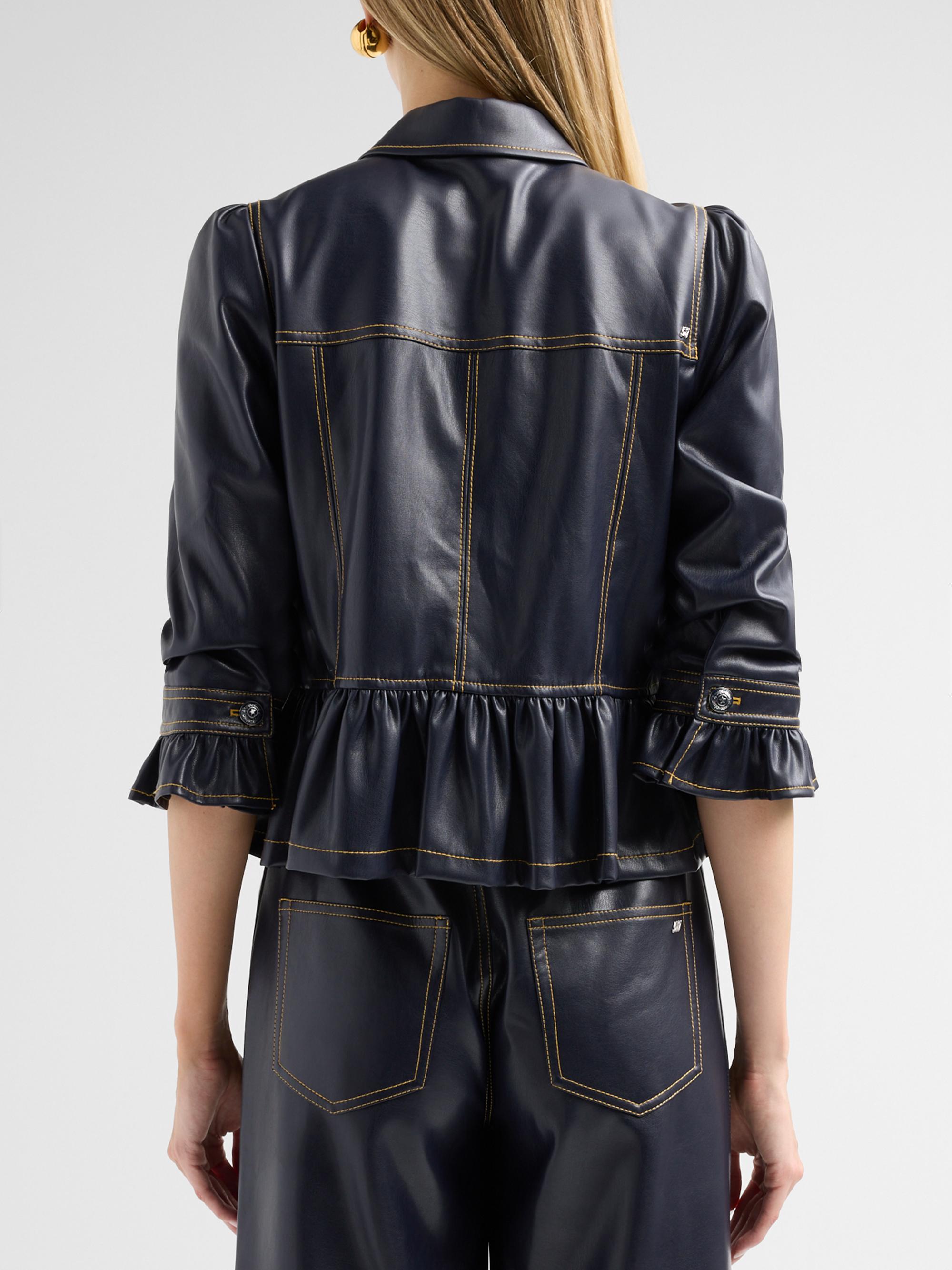 Cinq à Sept Delanie Ruffled Faux-Leather Jacket | Saks Fifth Avenue
