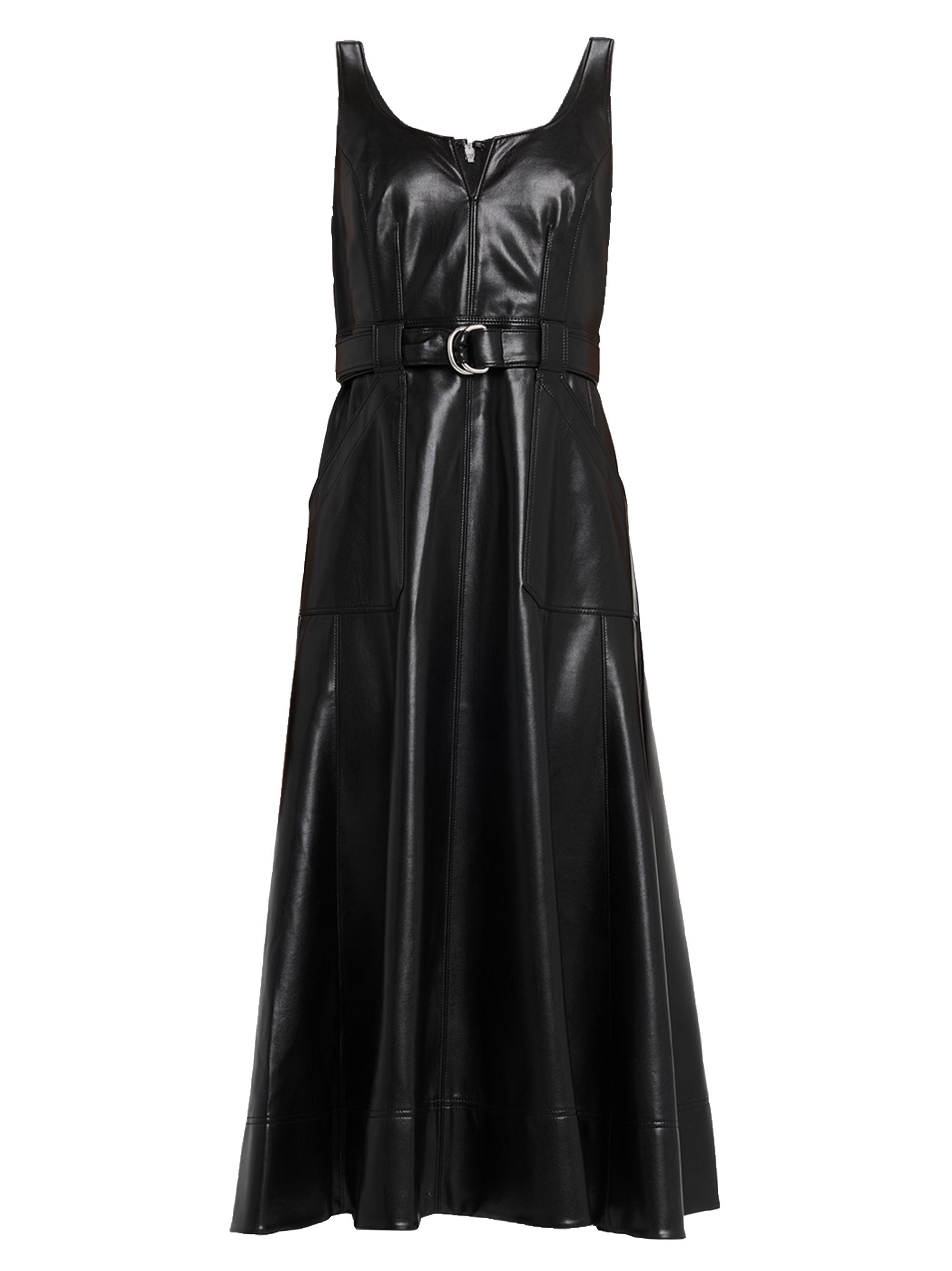 CINQ A SEPT Women's Portia Faux-Leather Midi-Dress - Black
