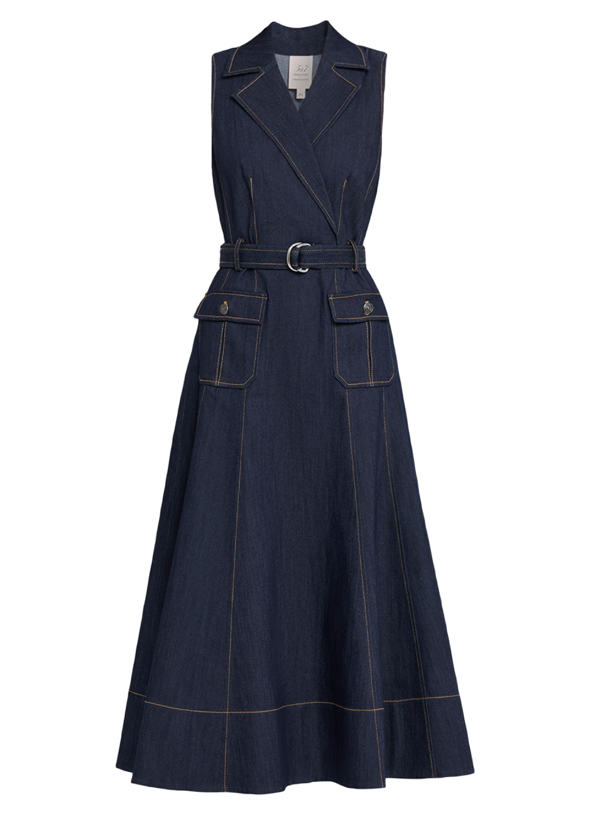 CINQ A SEPT Women's Lenessa Denim A-line Midi-Dress - Indigo