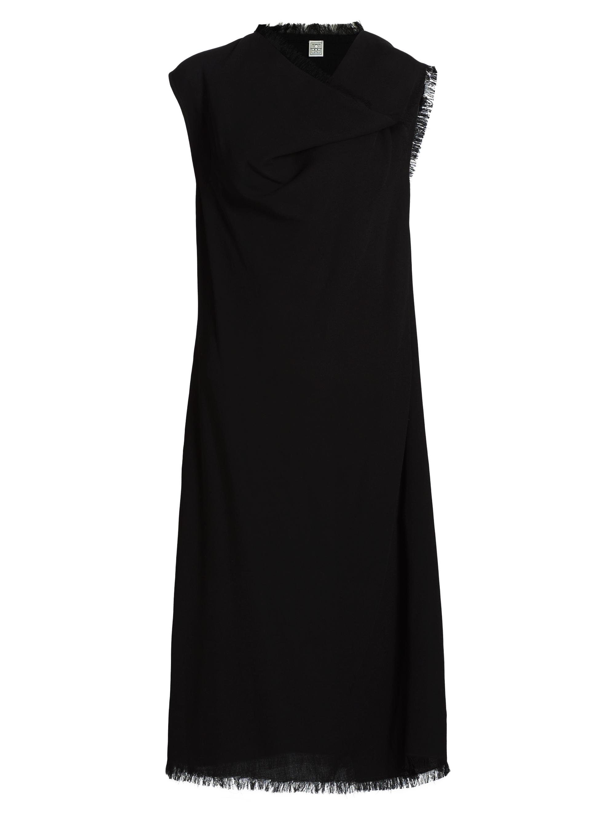 Toteme Women's Frayed Scarf Midi-Dress - Black