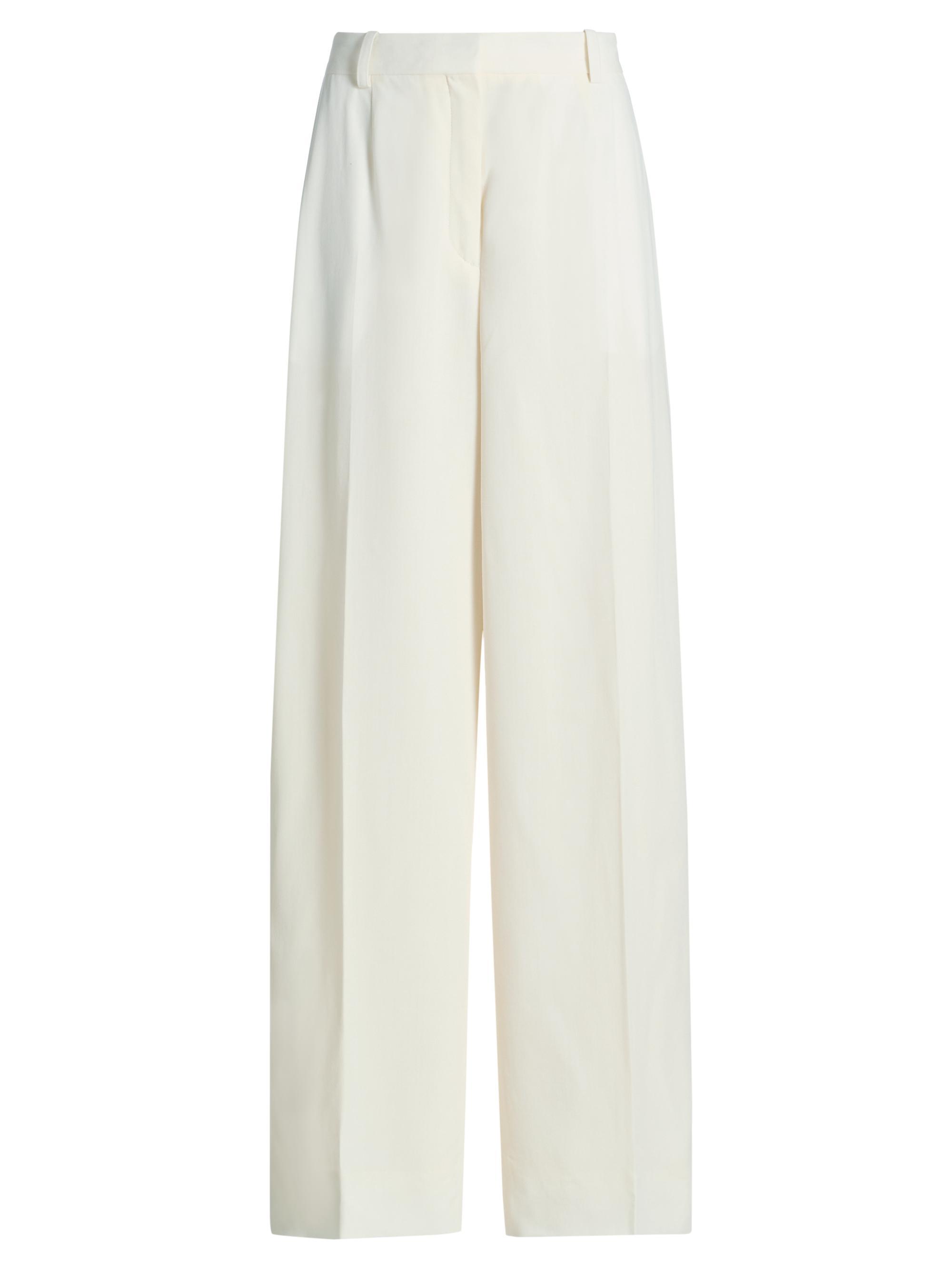 Toteme Women's Fluid Wool-Blend Wide Trousers - Ecru