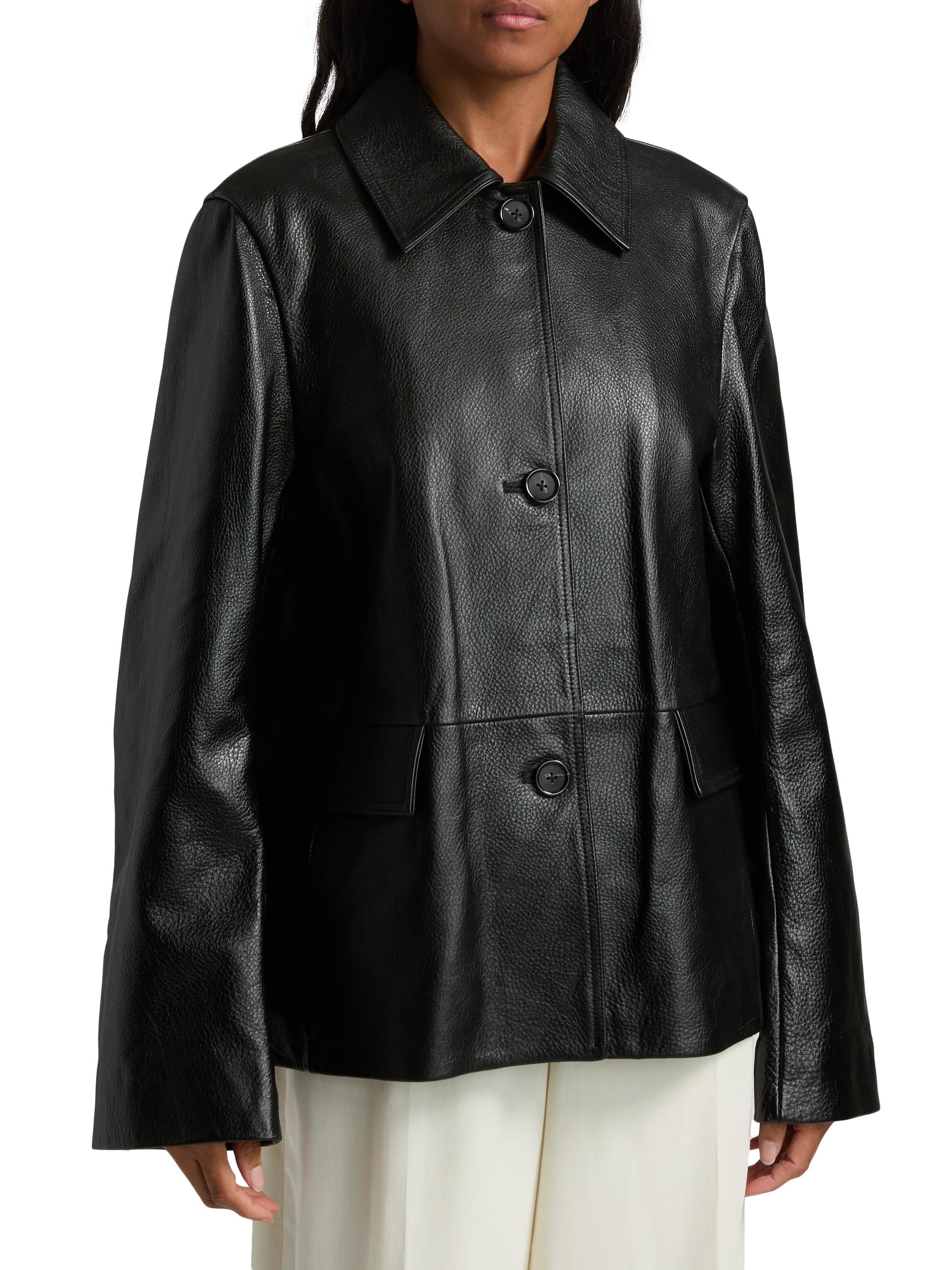 Toteme Heavy Grain Leather Jacket | Saks Fifth Avenue