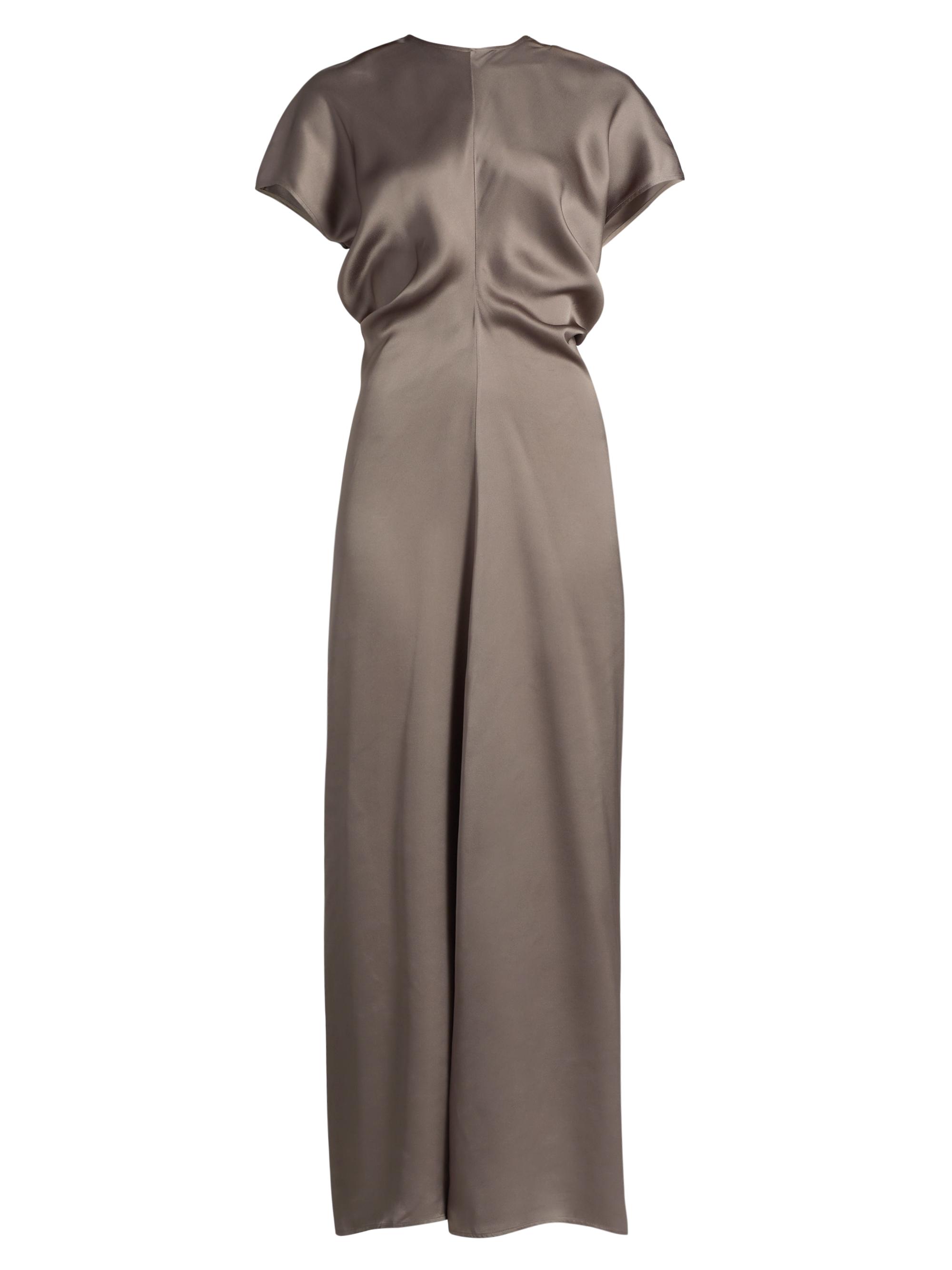Toteme Women's Slouch-Waist Satin Maxi Dress - Taupe
