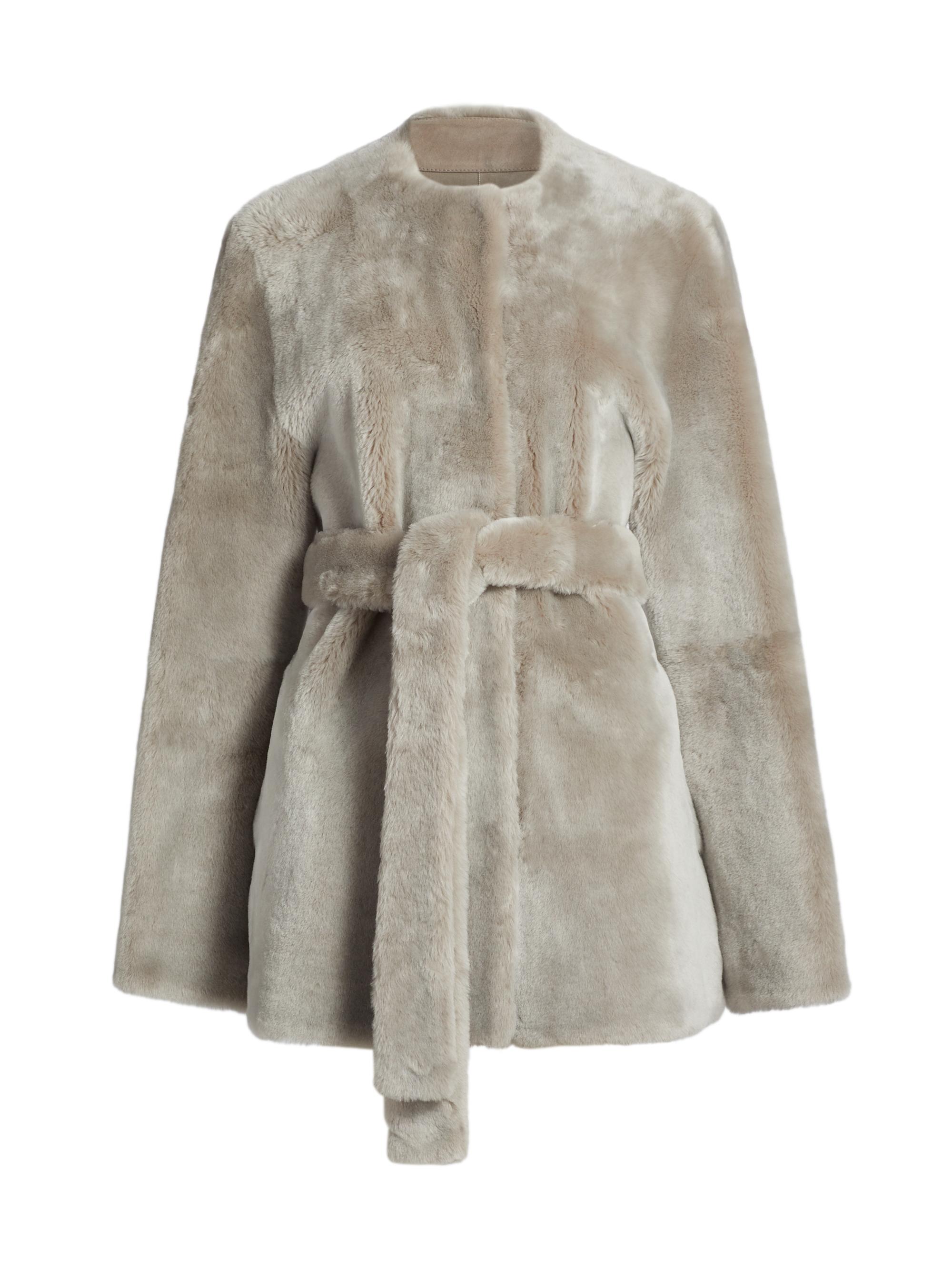 Toteme Women's Plush Shearling Tie-Waist Jacket - Grey