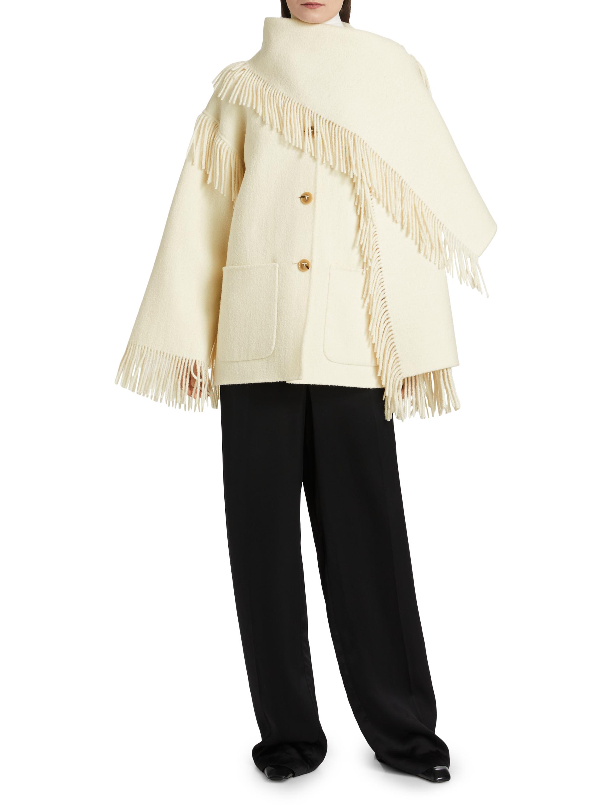 Toteme Fringed Scarf Wool-Blend Jacket | Saks Fifth Avenue