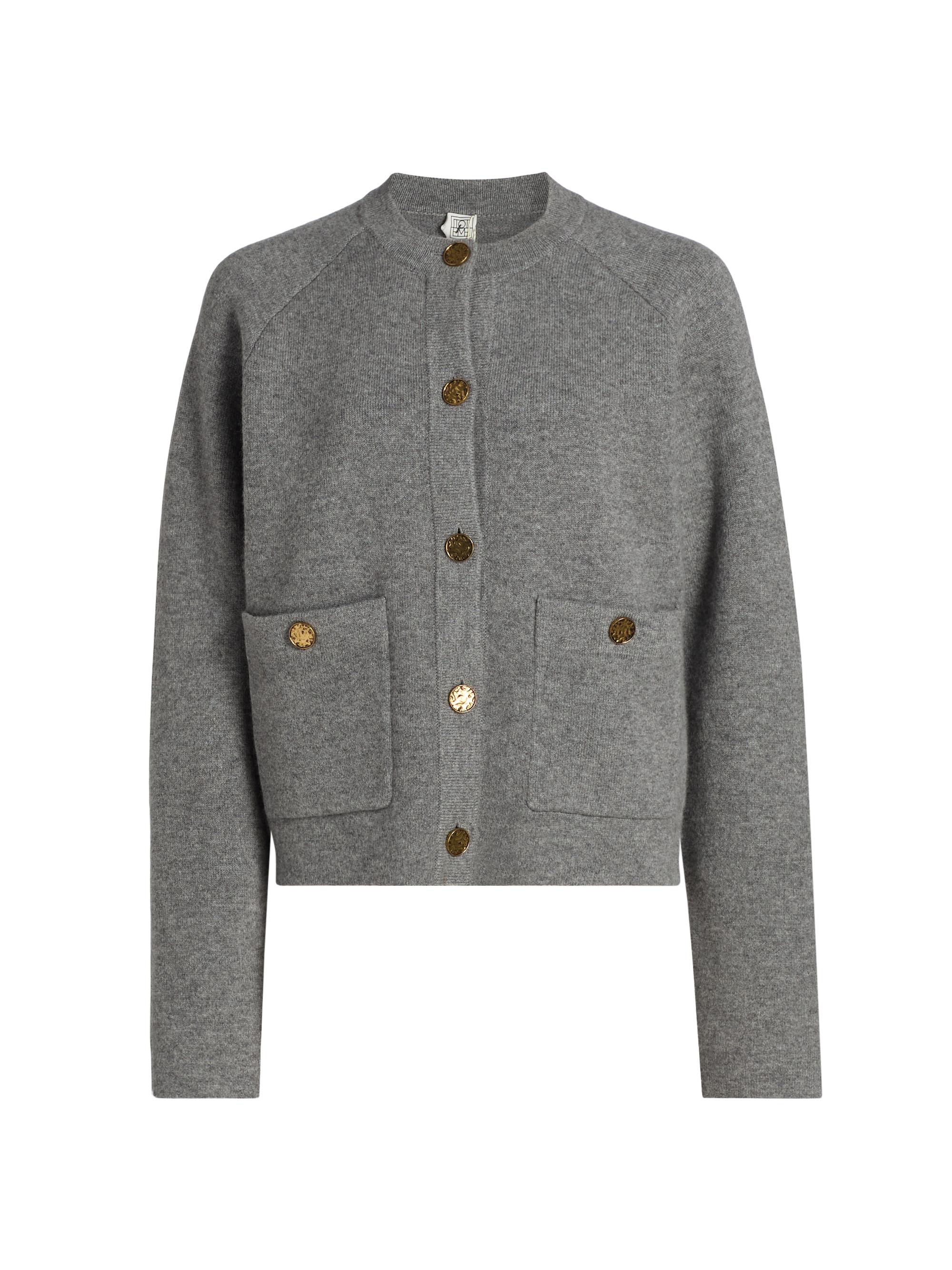 Toteme Women's Hammered Button Cardigan - Grey Melange