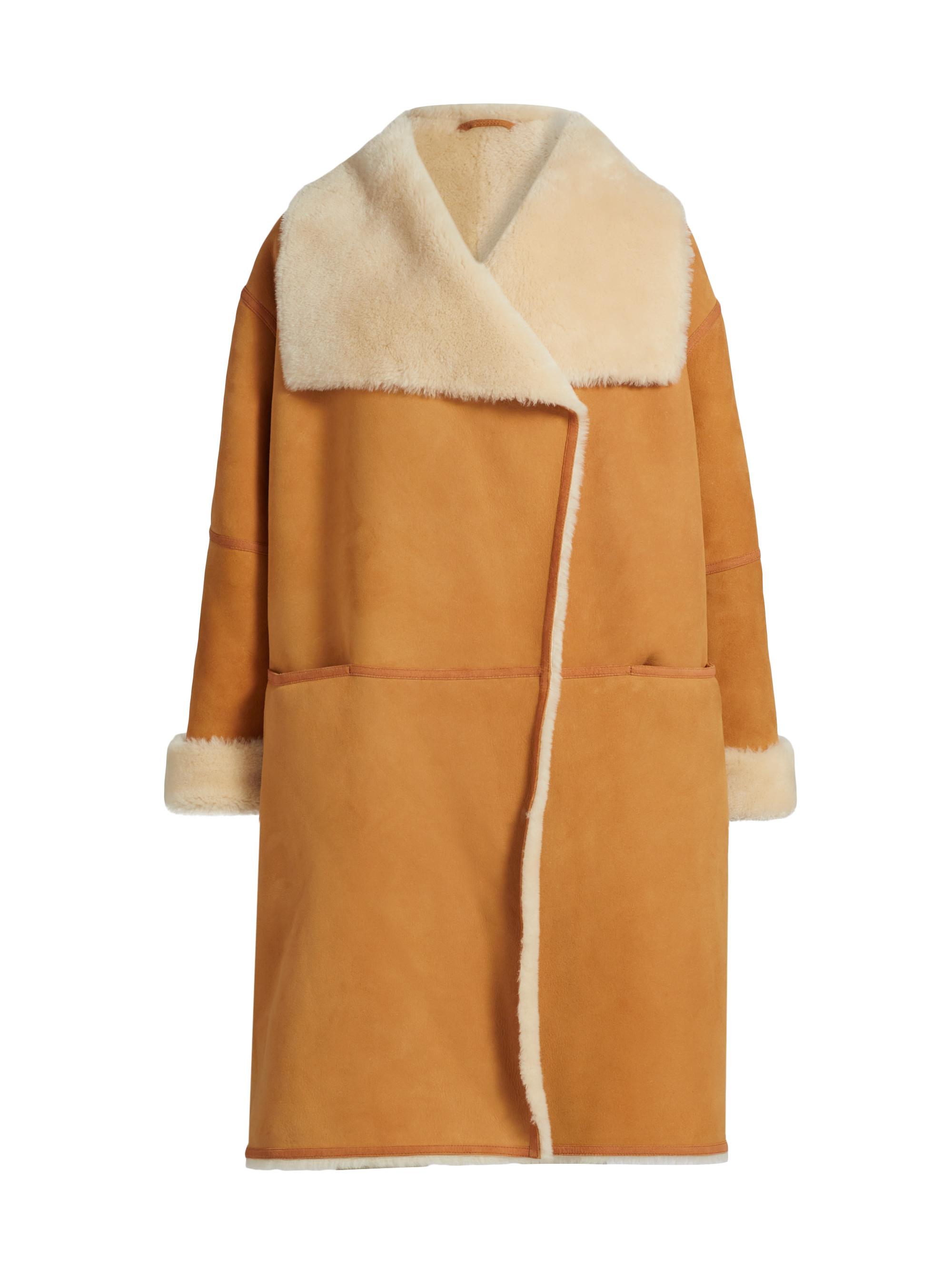 Toteme Women's Draped Shearling Coat - Tan