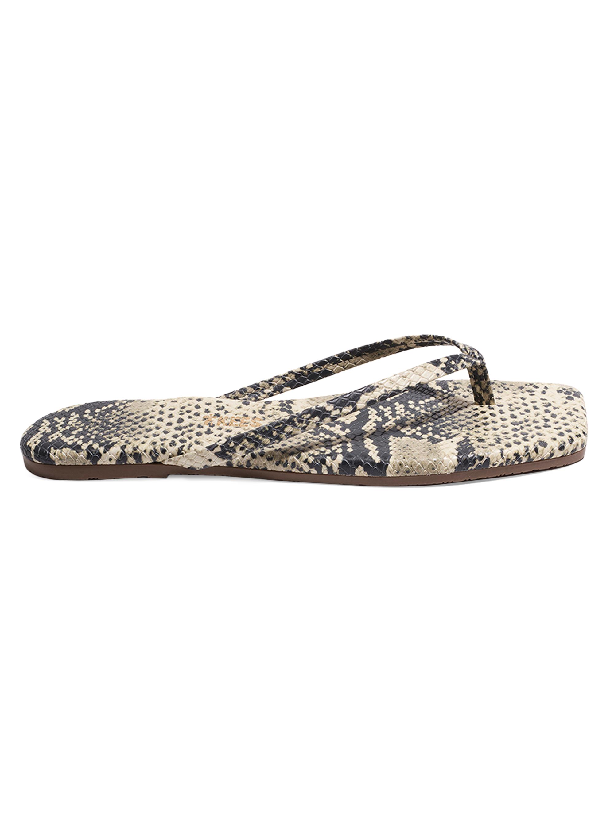 Tkees Women's Snakeskin-Embossed Faux-Leather Flip-Flops - Sandsnake