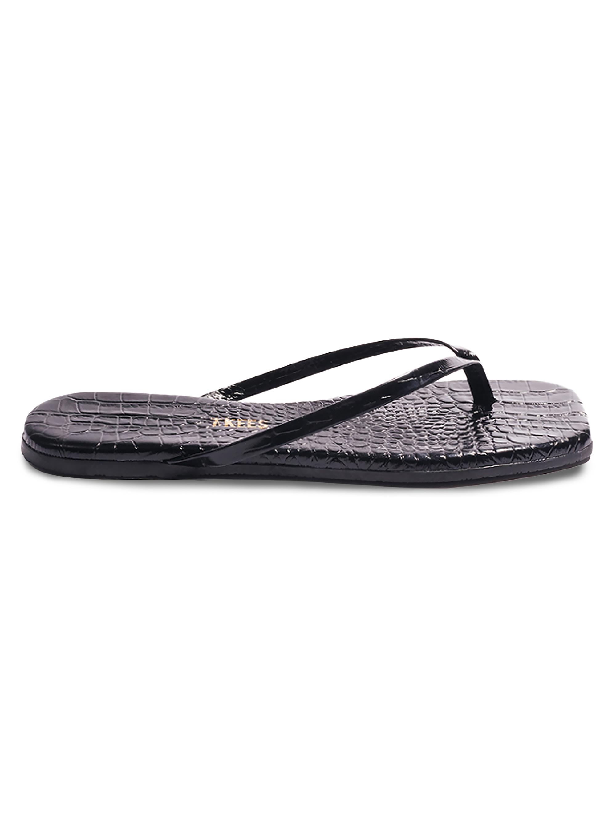 Tkees Women's Croc-Embossed Leather Flat Sandals - Sable Croc | Thumbnail 5