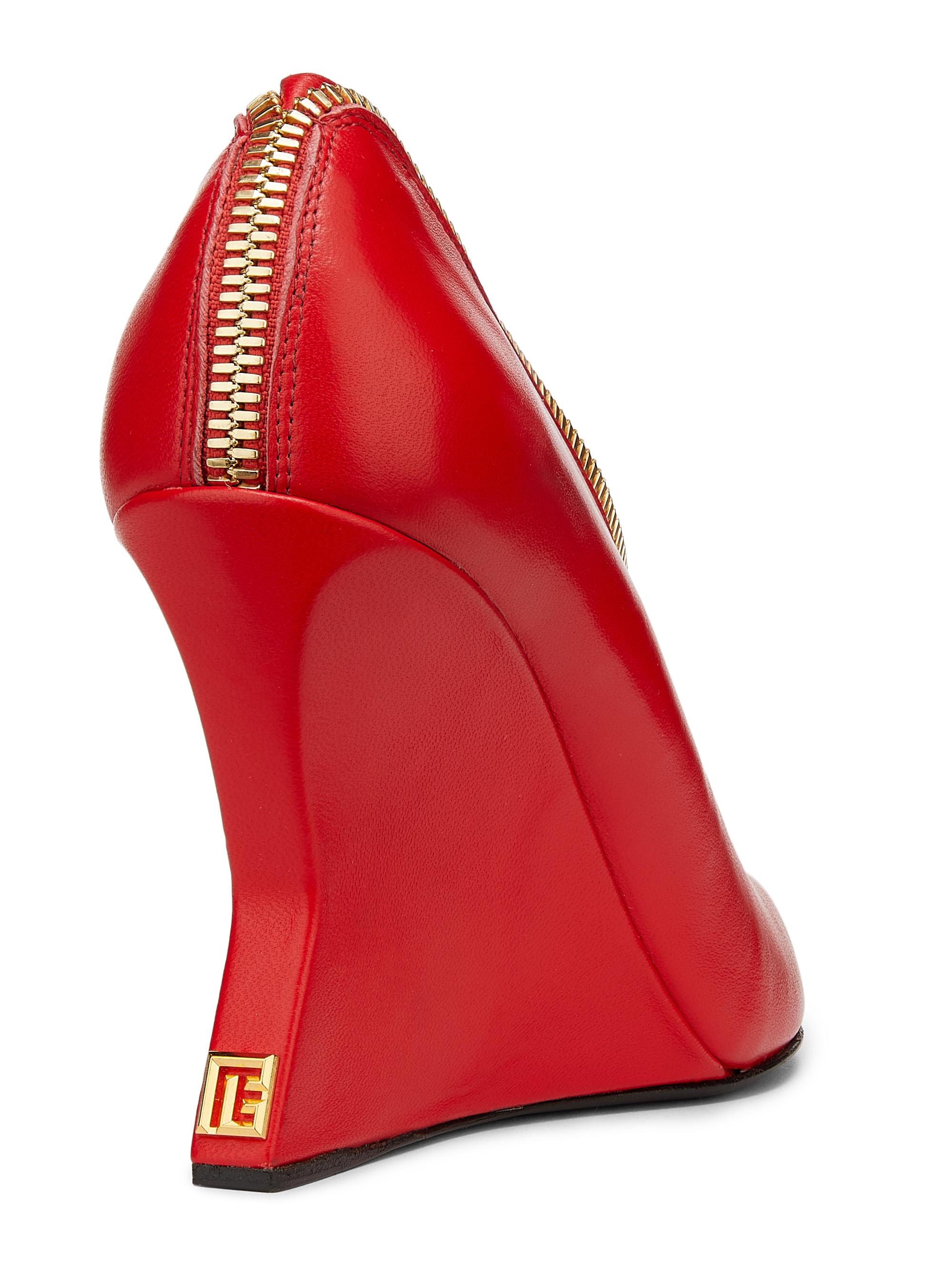 Balmain 95MM Leather Zip Wedge Pumps | Saks Fifth Avenue