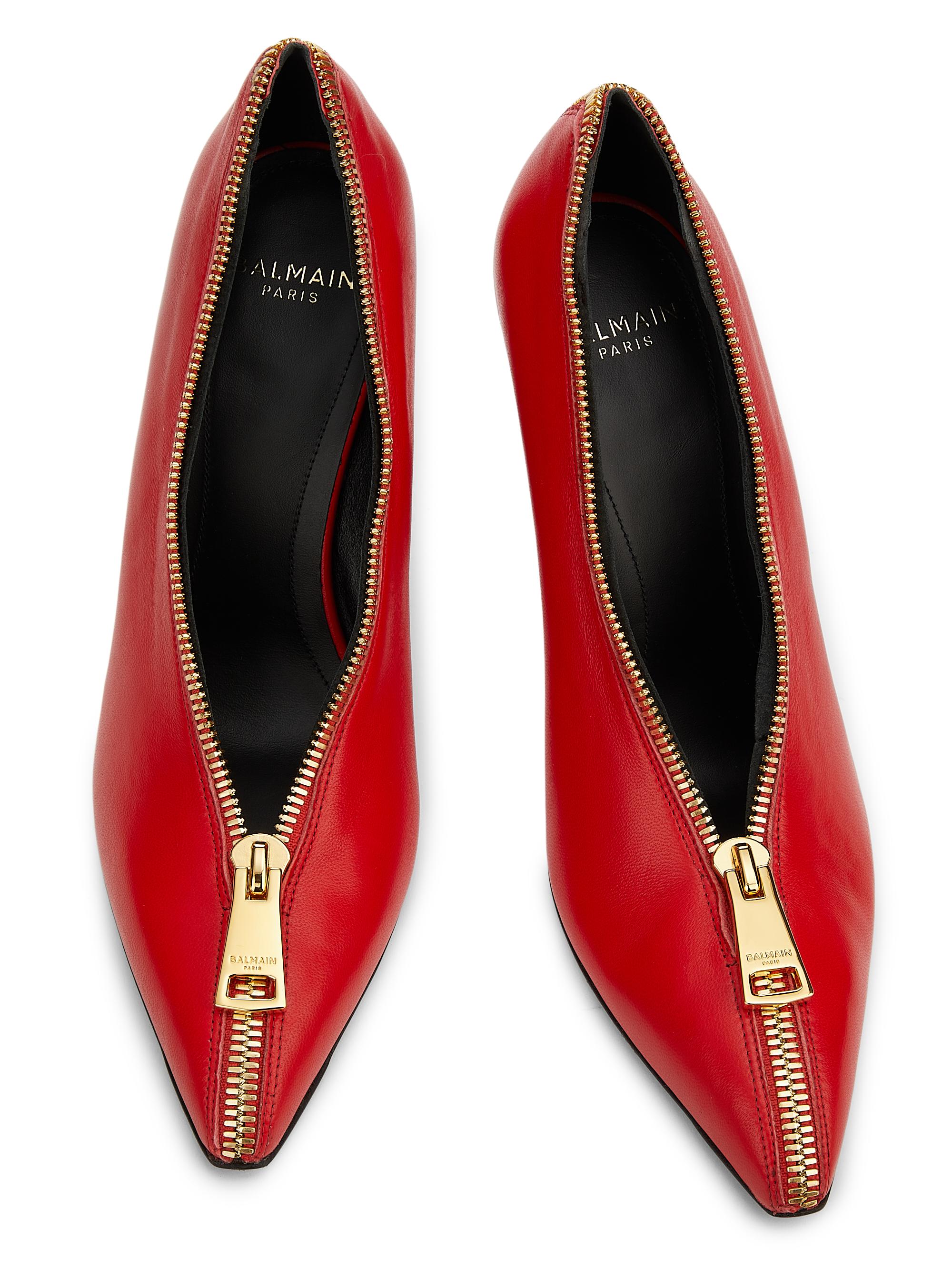 Balmain 95MM Leather Zip Wedge Pumps | Saks Fifth Avenue