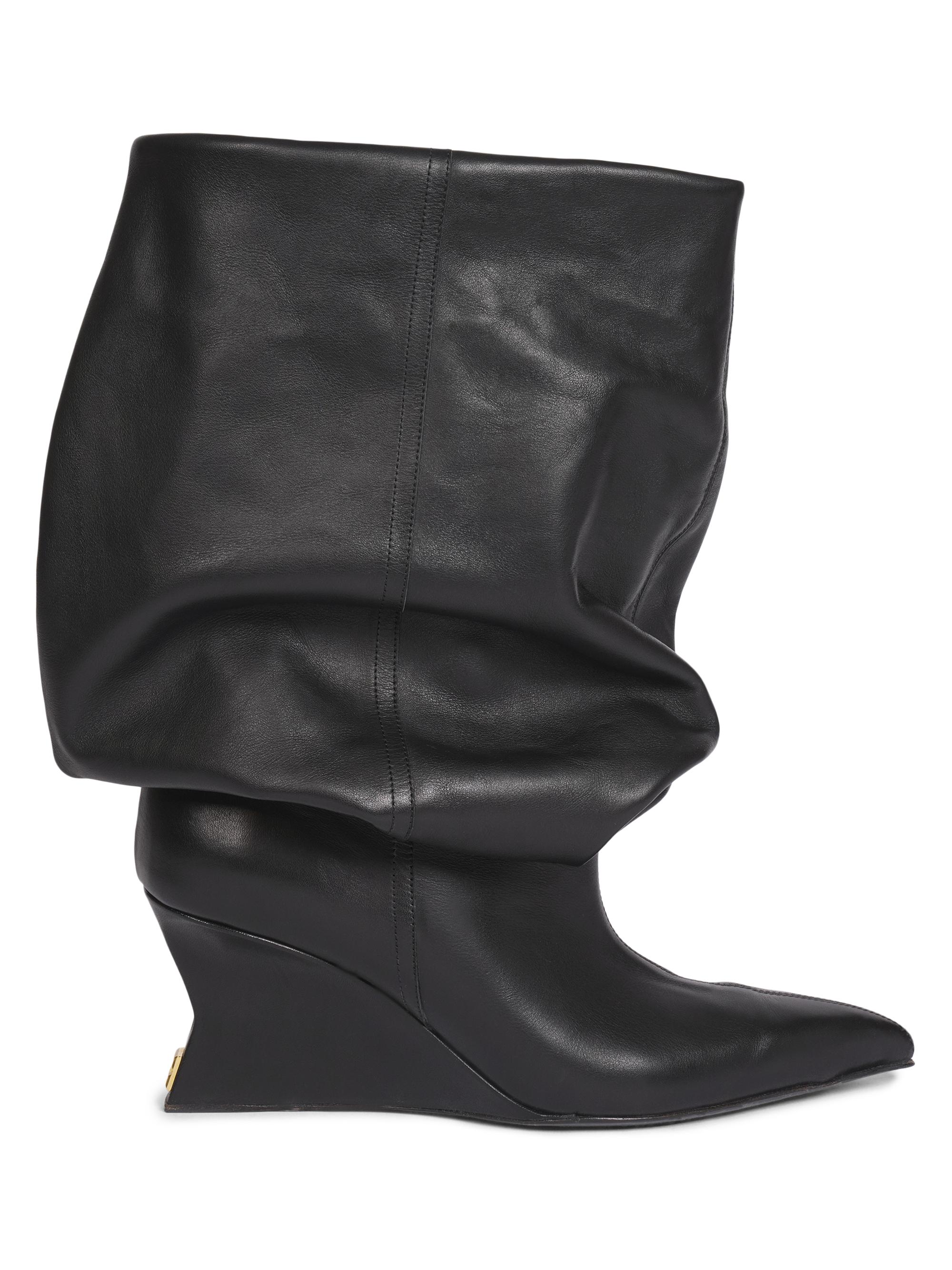 Balmain Women's 5MM Leather Ankle Boots - Noir