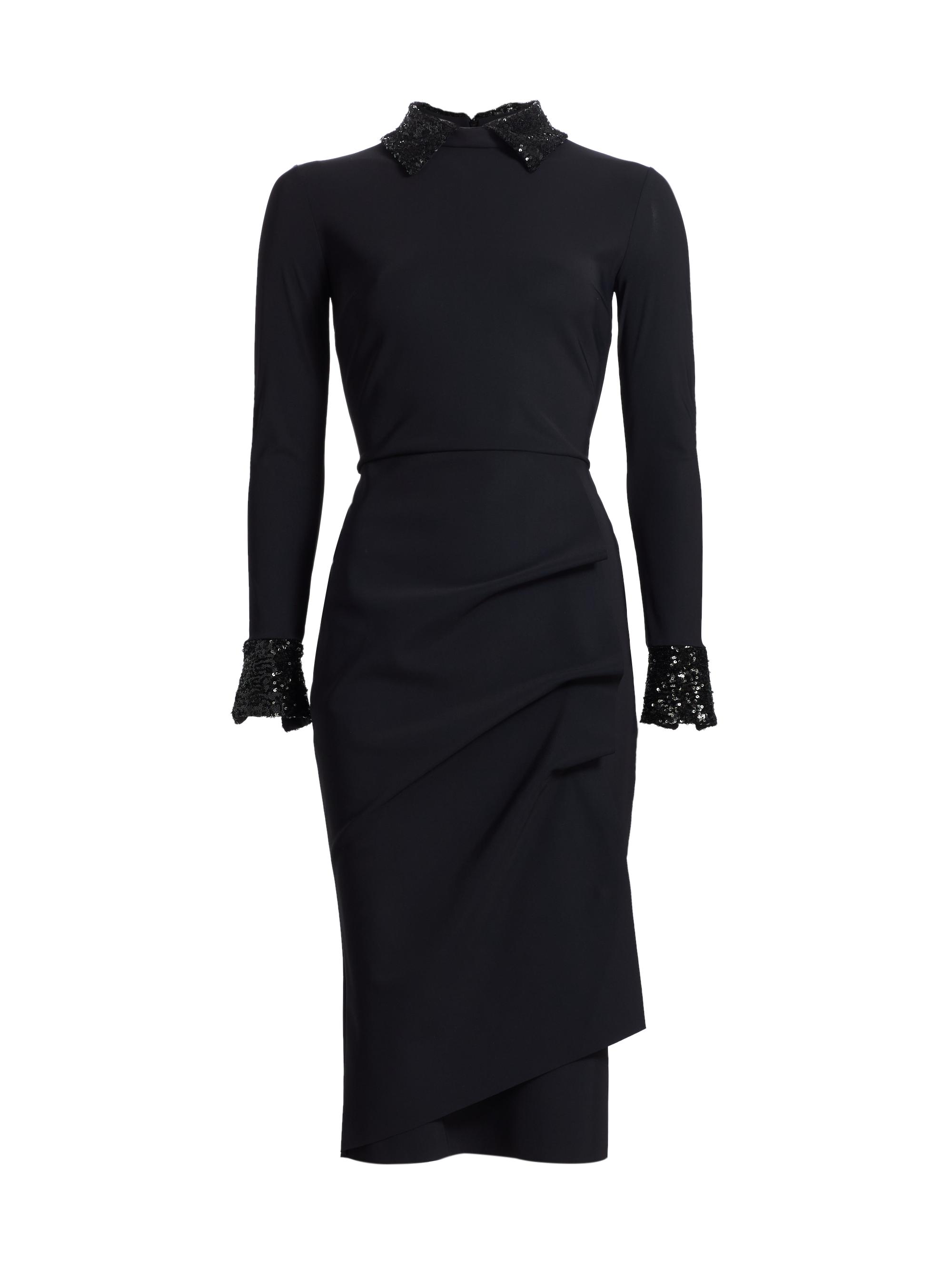 Chiara Boni La Petite Robe Women's Ferflo Paillettes Sequin-Trimmed Jersey Midi-Dress - Black
