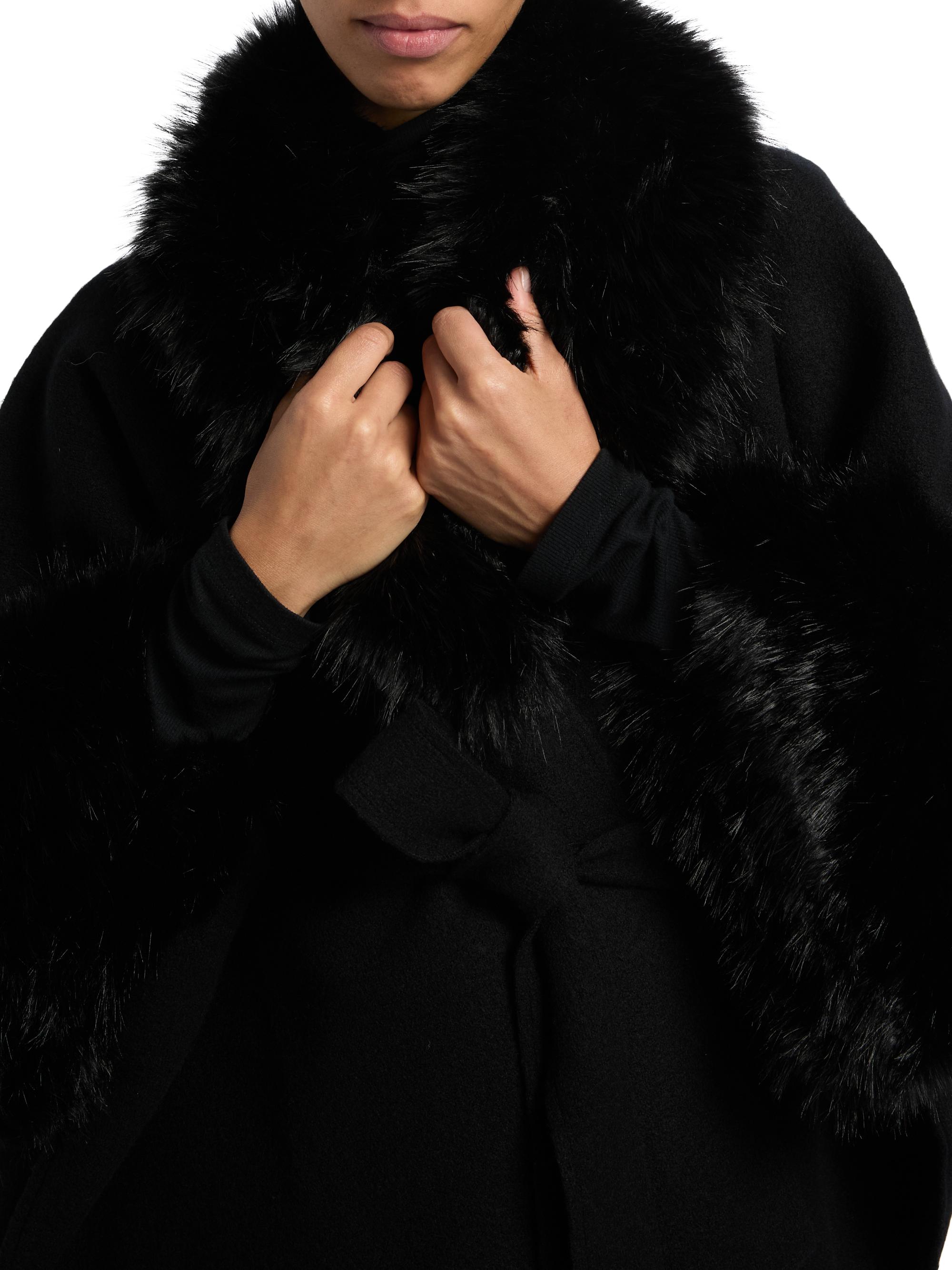 Alice + Olivia Joanne Faux-Fur Trim Wool Sweater Coat | Saks Fifth