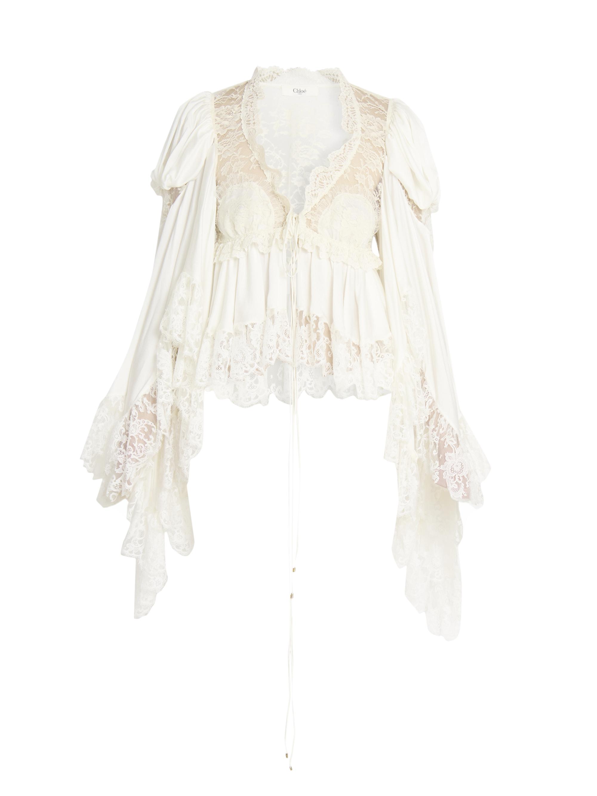 Chloé Women's Lace Silk Blouse - Iconic Milk