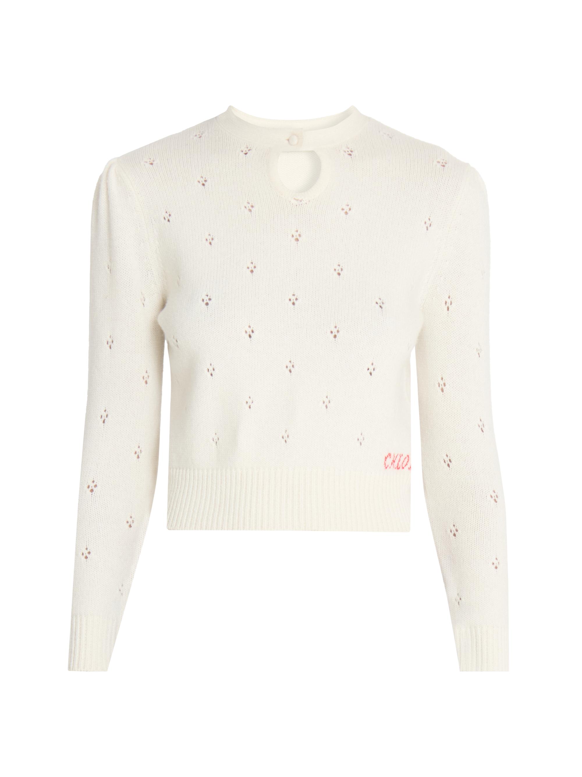 Chloé Women's Pointelle Wool-Cashmere Sweater - Iconic Milk