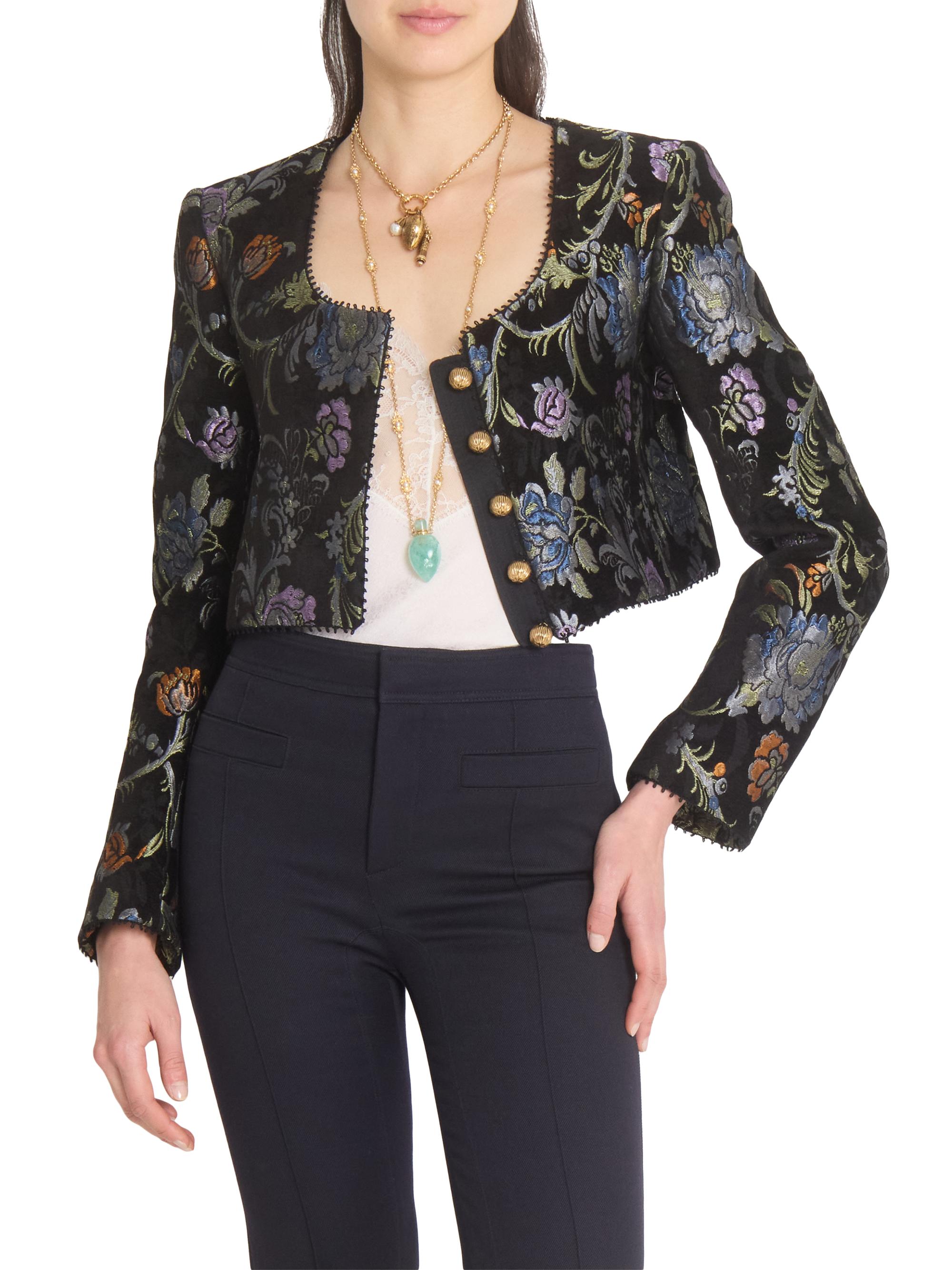 Chloé Floral Brocade Crop Jacket | Saks Fifth Avenue